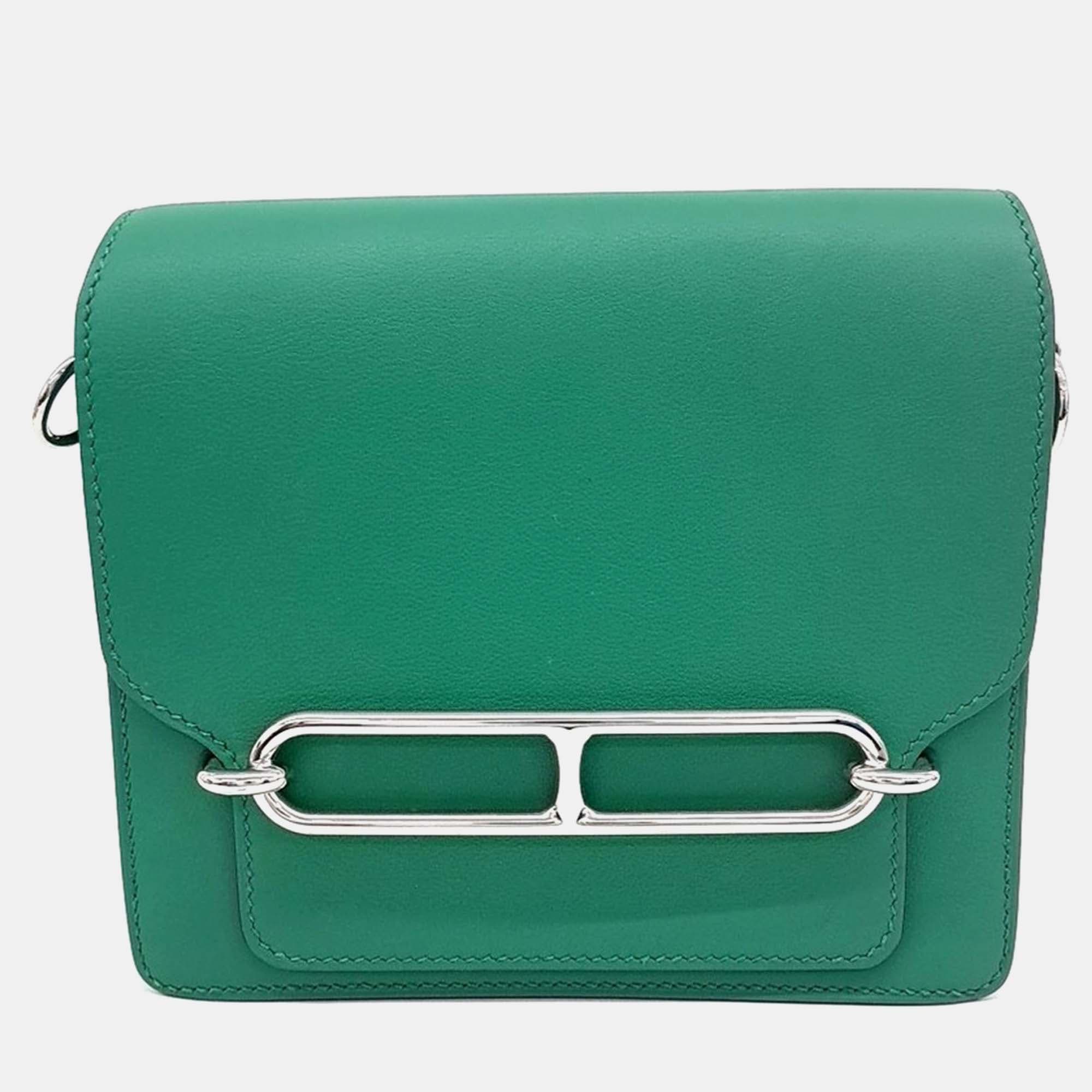 Hermes Rulis 18 Green Evercolor Leather Shoulder Bag