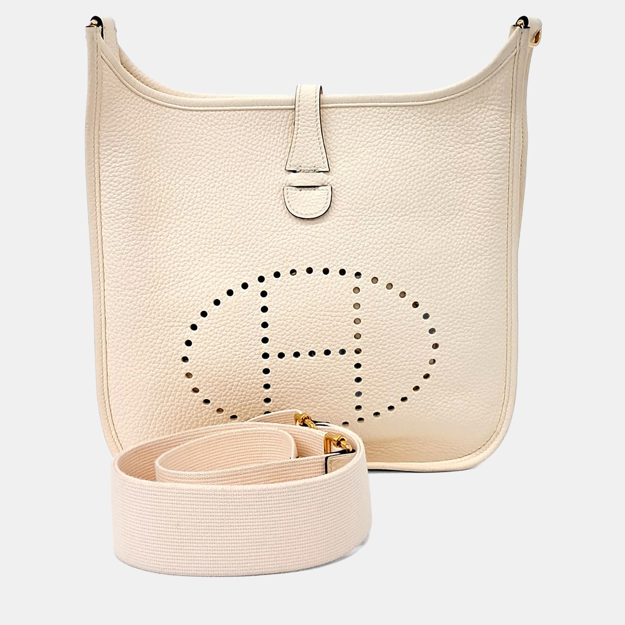 Hermes Evelyne 29 Beige Clemence Leather Shoulder Bag