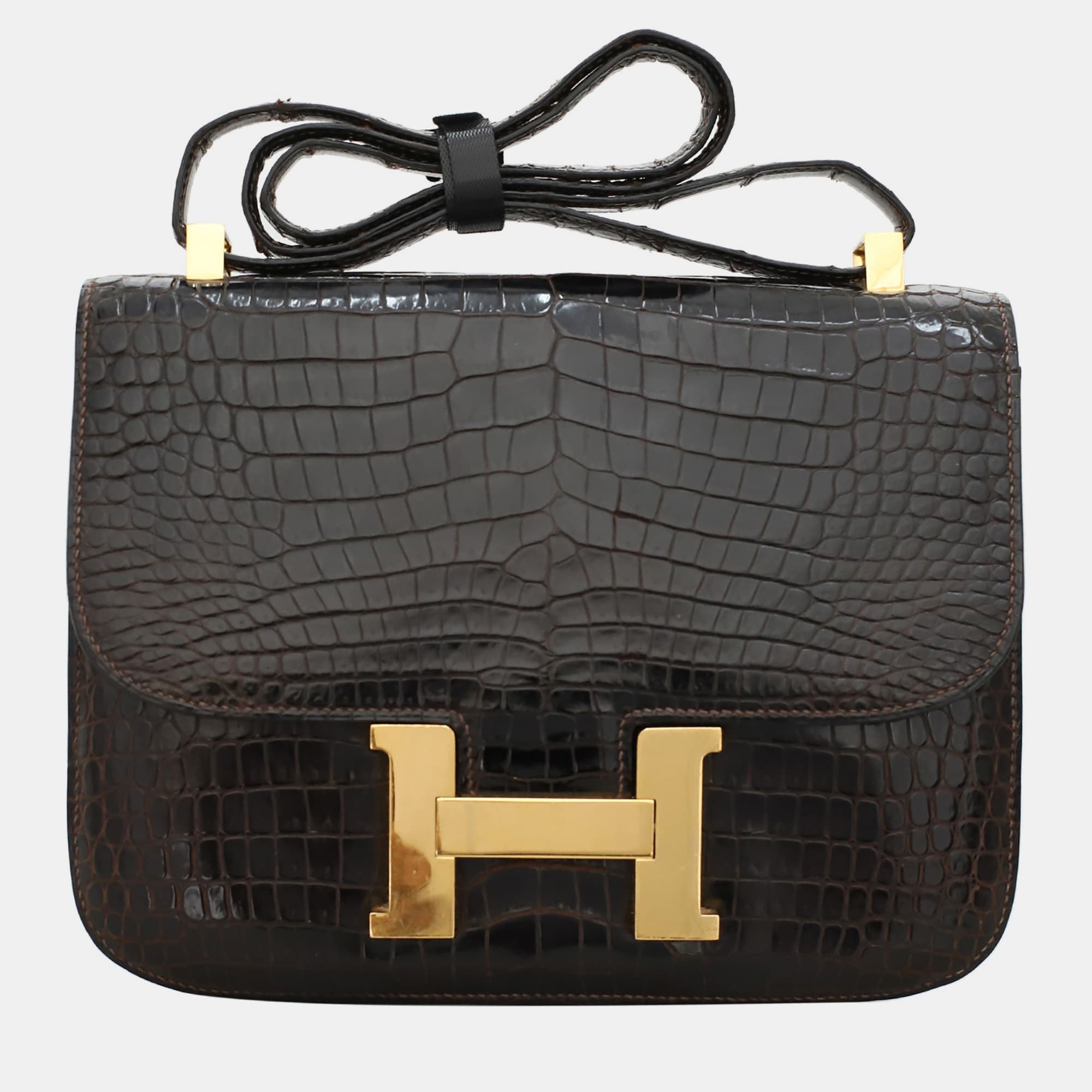 Hermes Constance 23 Brown Crocodile Leather Shoulder Bag