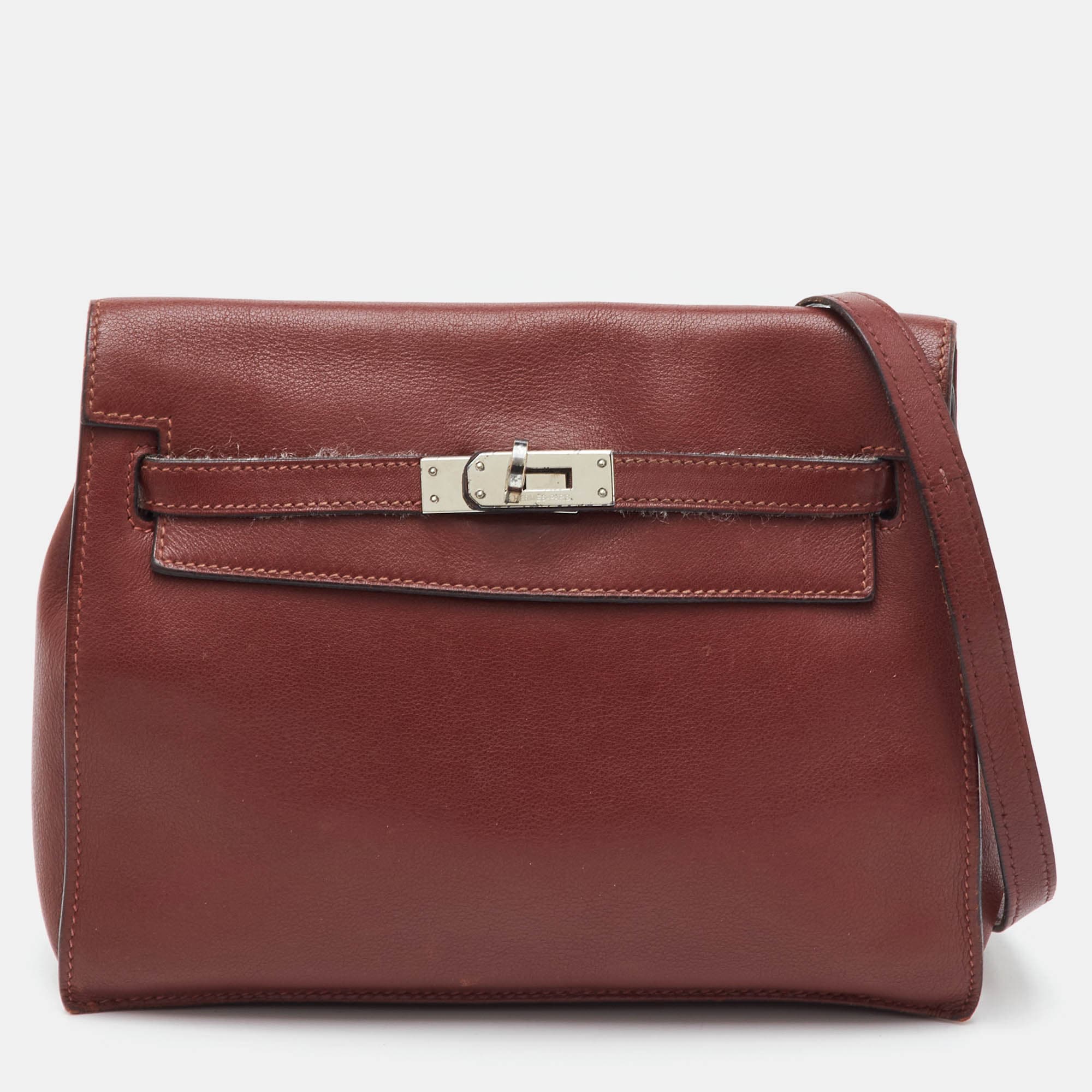 Hermes Kelly Danse Rouge H Evercolor Leather Shoulder Bag