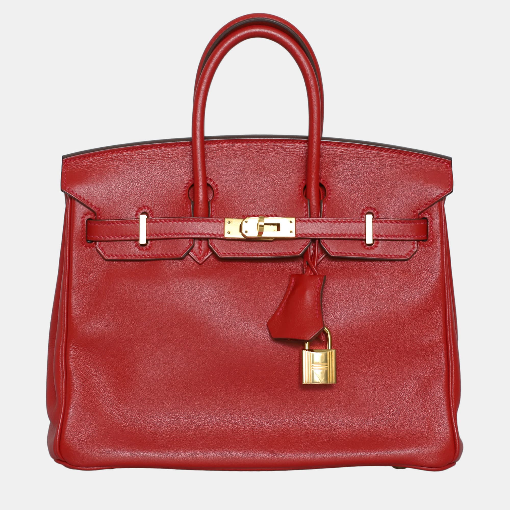 Hermes Birkin 25 Rouge Casaque Togo Calfskin Leather Top Handle Bag