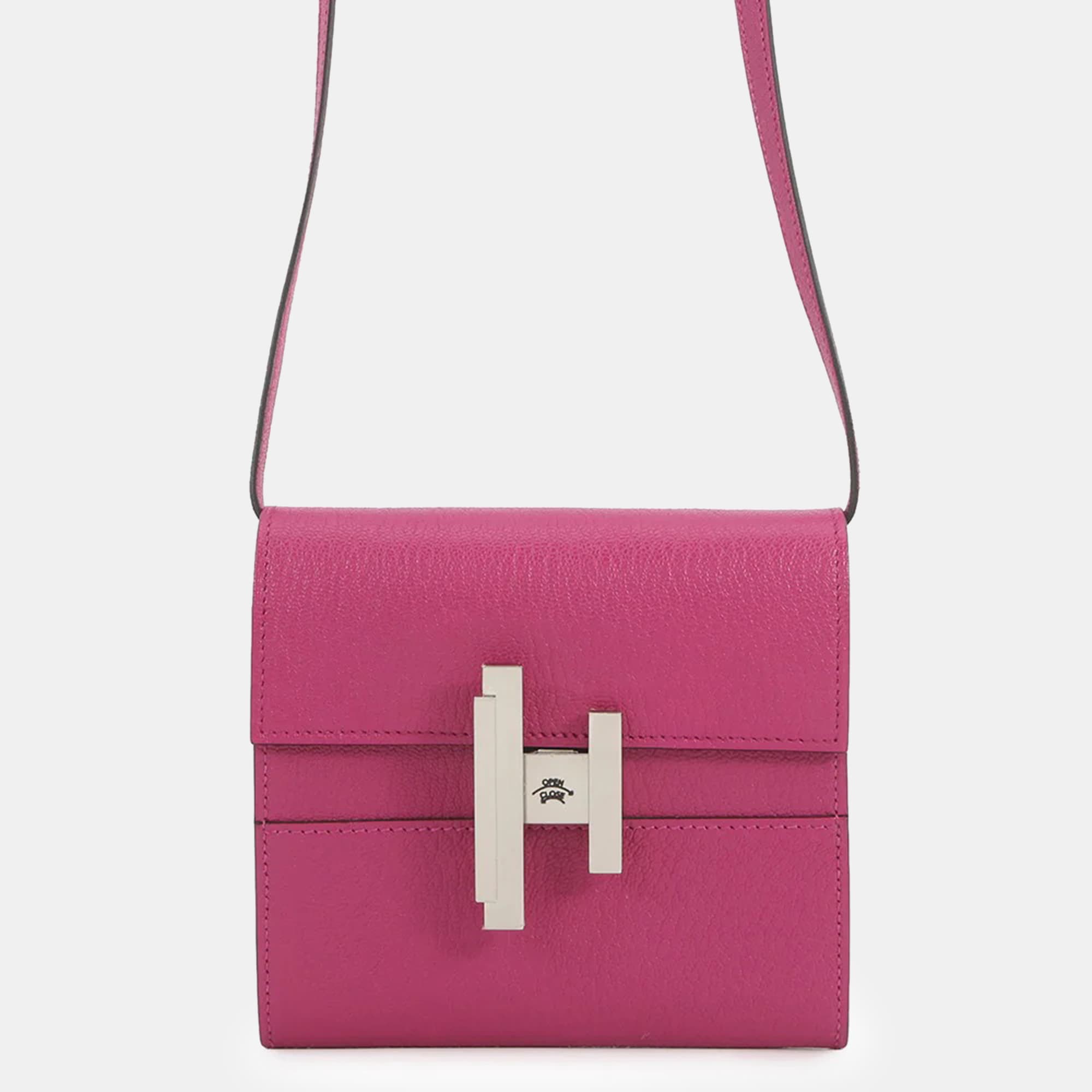 Hermes Cinetic To-Go Rose Purple Chevre Myzore Goatskin Leather Crossbody Bag