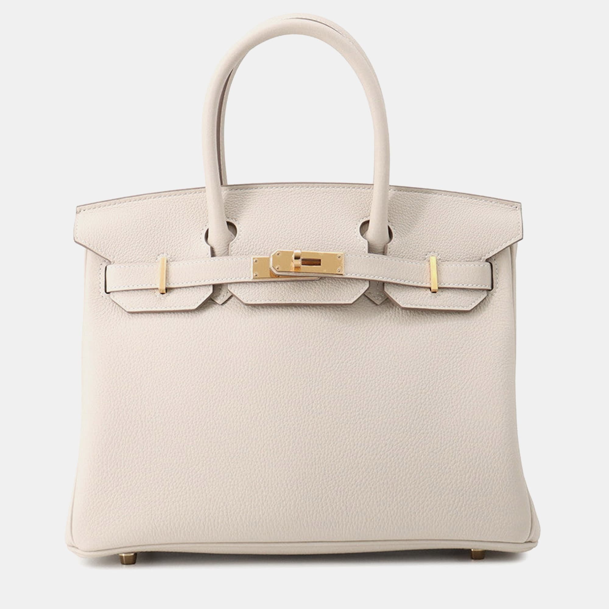 Hermes Birkin 30 Craie Togo Calfskin Leather Top Handle Bag
