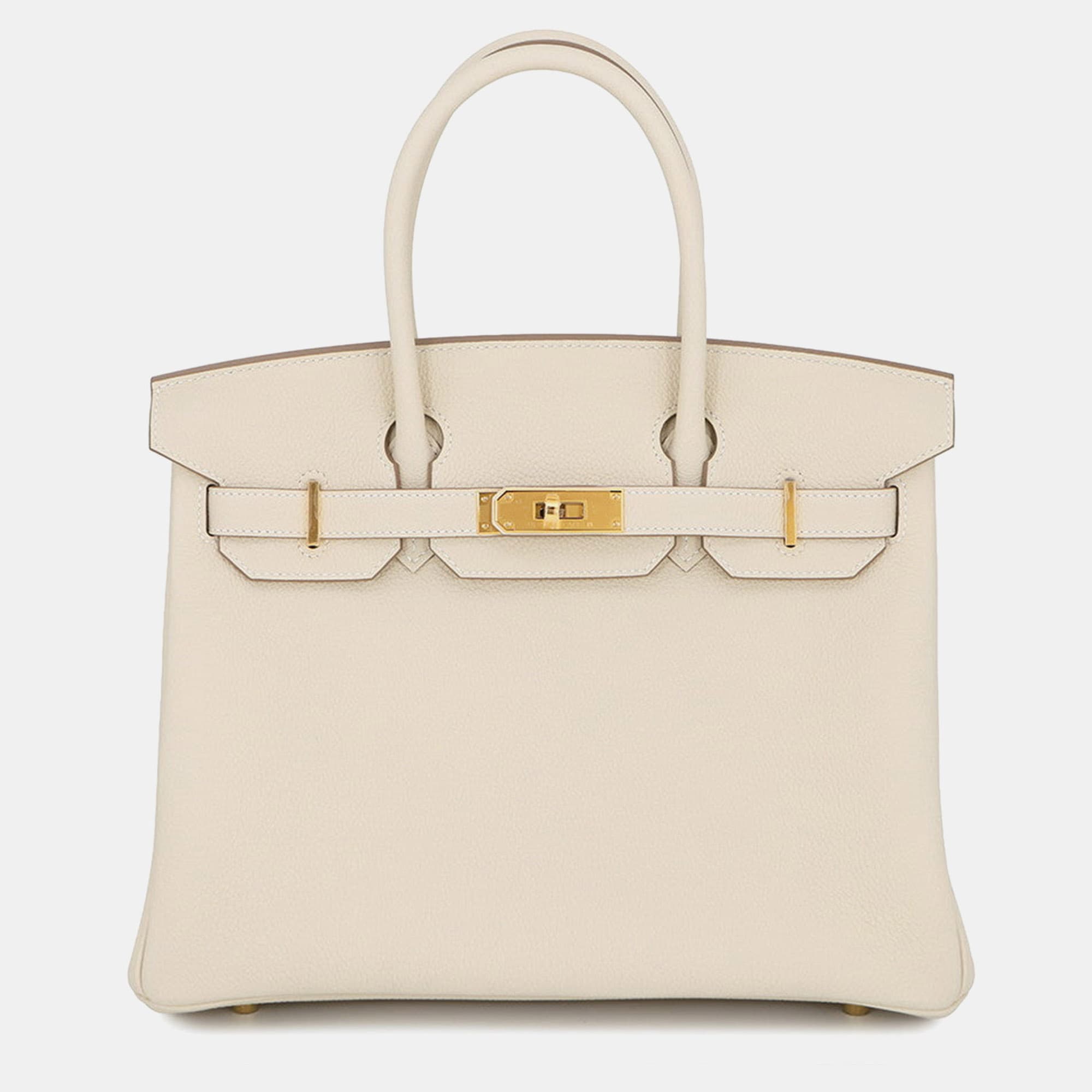 Hermes Birkin 30 Craie Togo Calfskin Leather Top Handle Bag