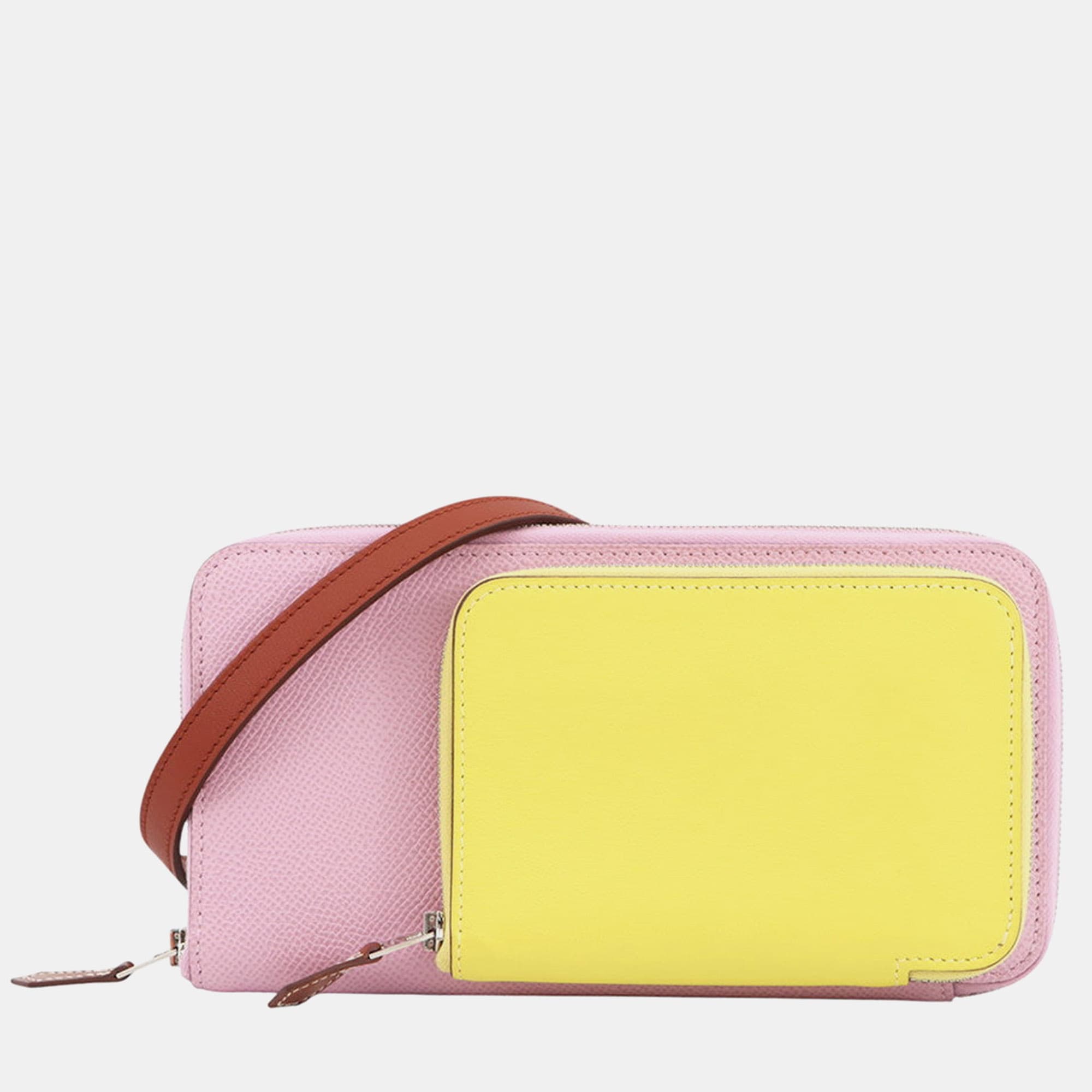Hermes Nouveau To Go Mauve Sylvestre Lime Cuivre Epsom Leather Swift Leather Shoulder Bag