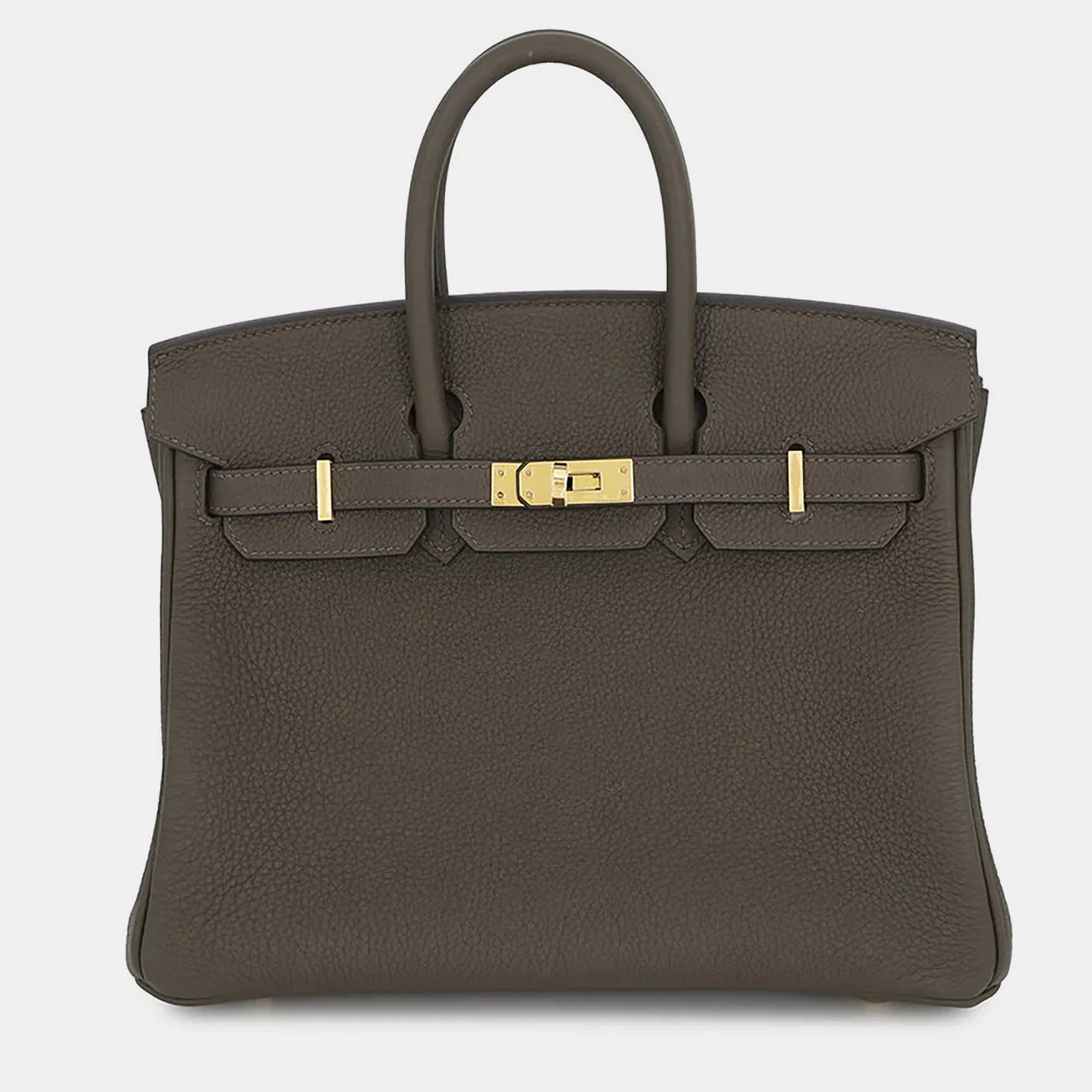 Hermes Birkin 25 Vert Maquis Togo Calfskin Leather Top Handle Bag