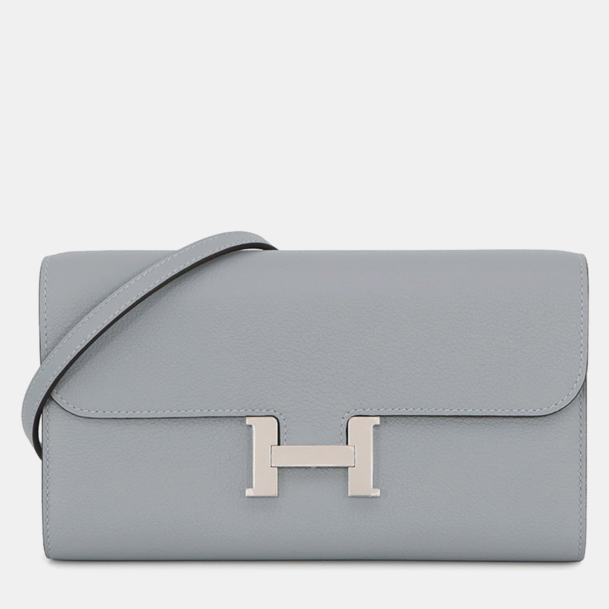 Hermes Constance To Go Green Pantan Evercolor Calfskin Leather Wallet Bag