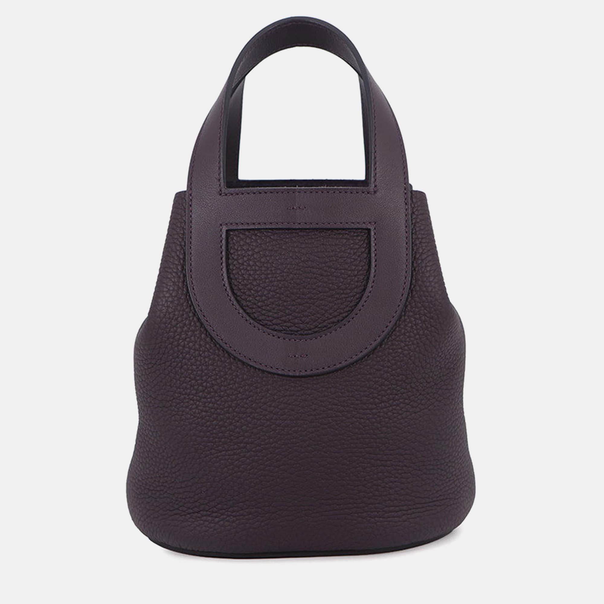 Hermes In The Loop 18 Cassis Taurillon Clemence Leather Swift Leather Top Handle Bag