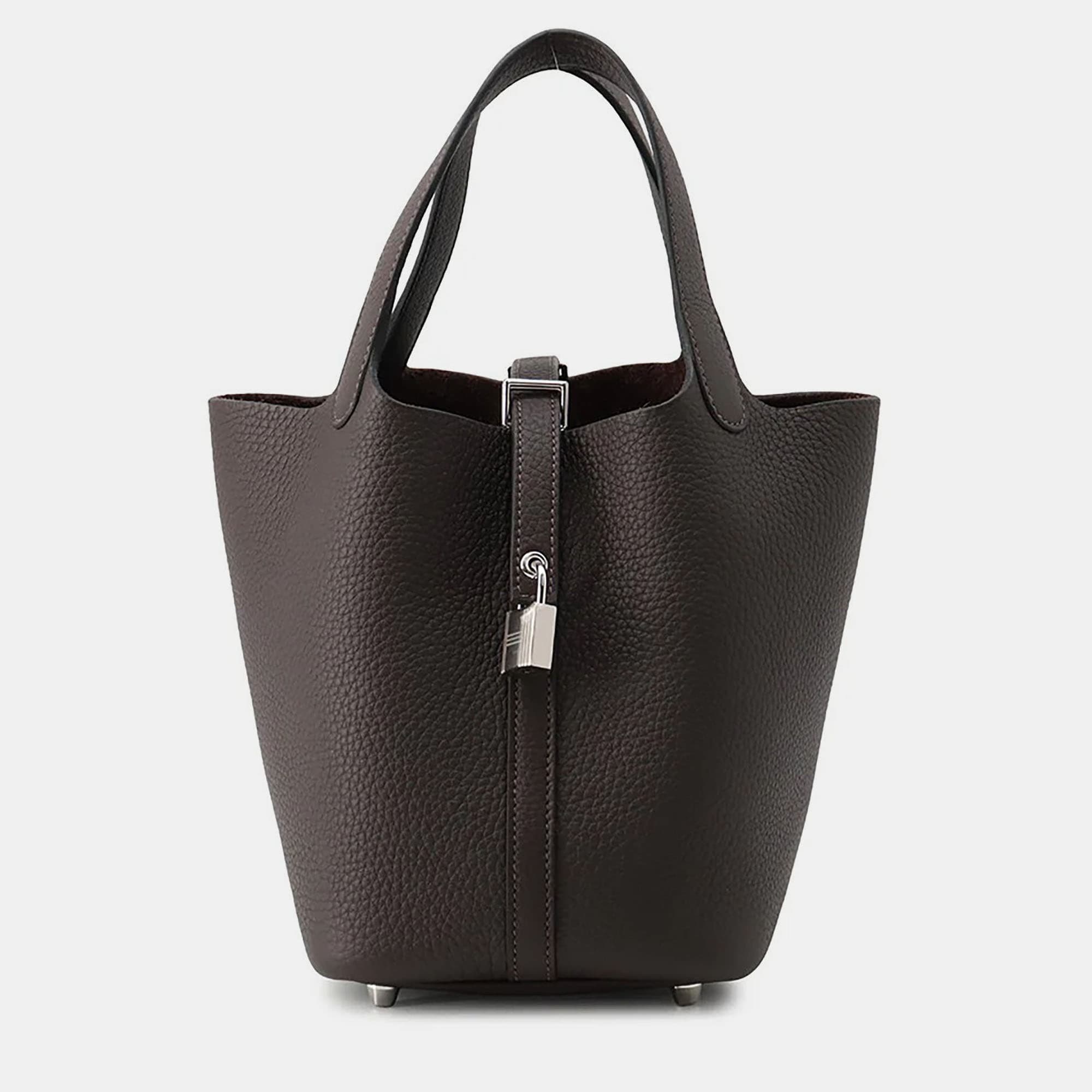 Hermes Picotin Lock PM Etain Taurillon Clemence Leather Top Handle Bag