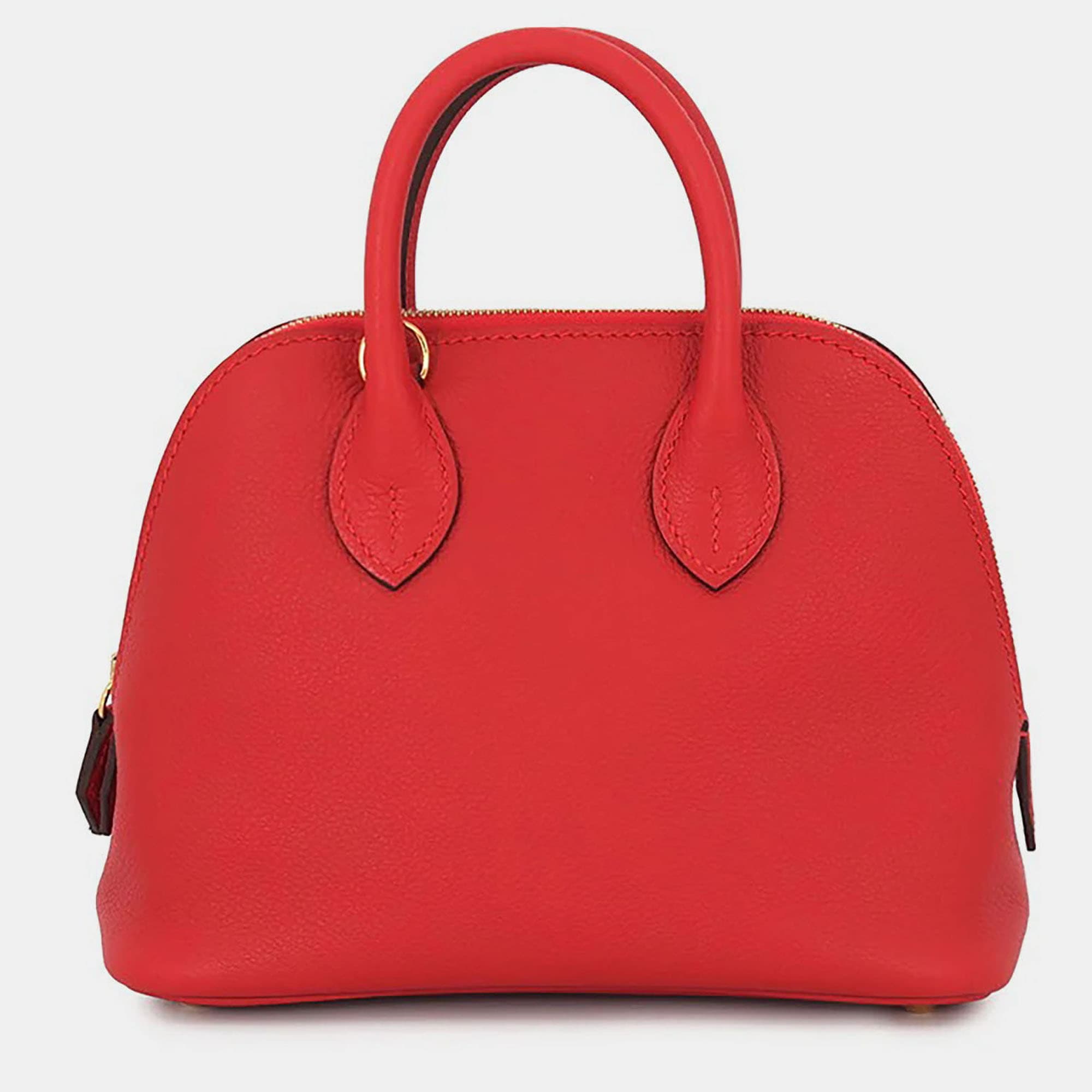 Hermes Bolide 1923 Mini Rouge De Coeur Evercolor Leather Top Handle Bag