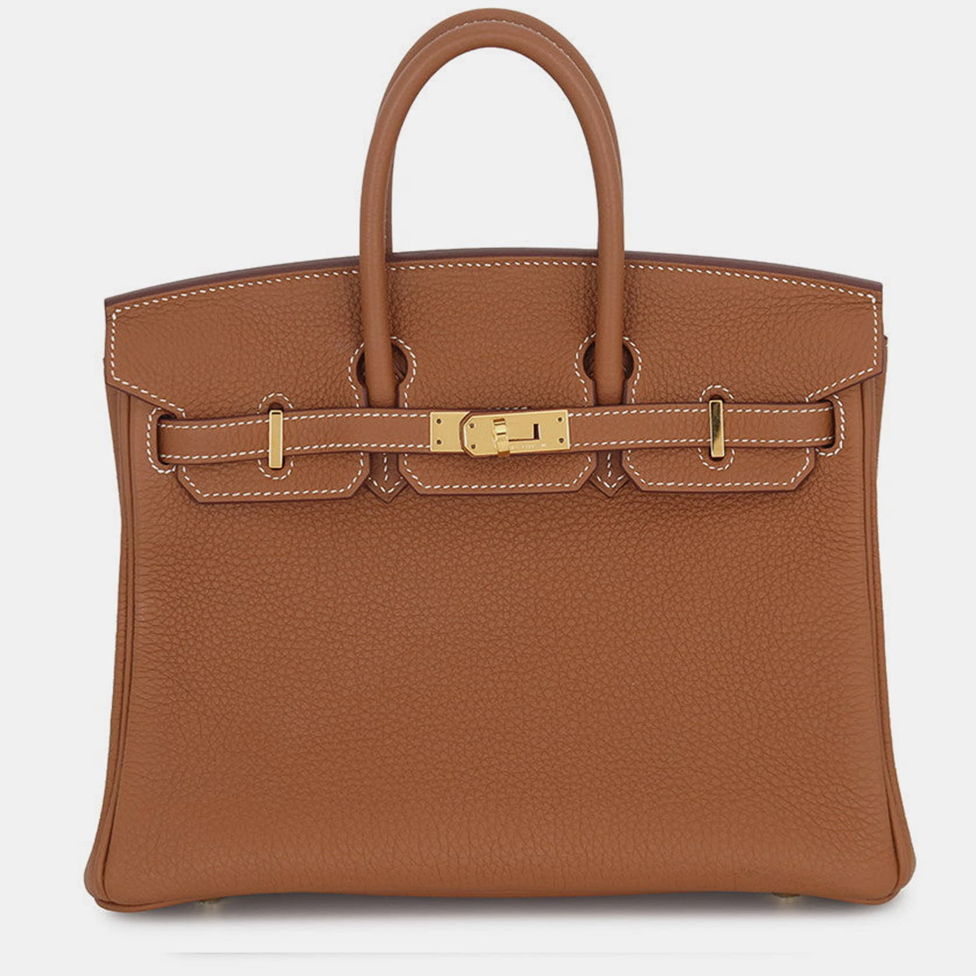 Hermes Birkin 25 Gold Togo Calfskin Leather Top Handle Bag