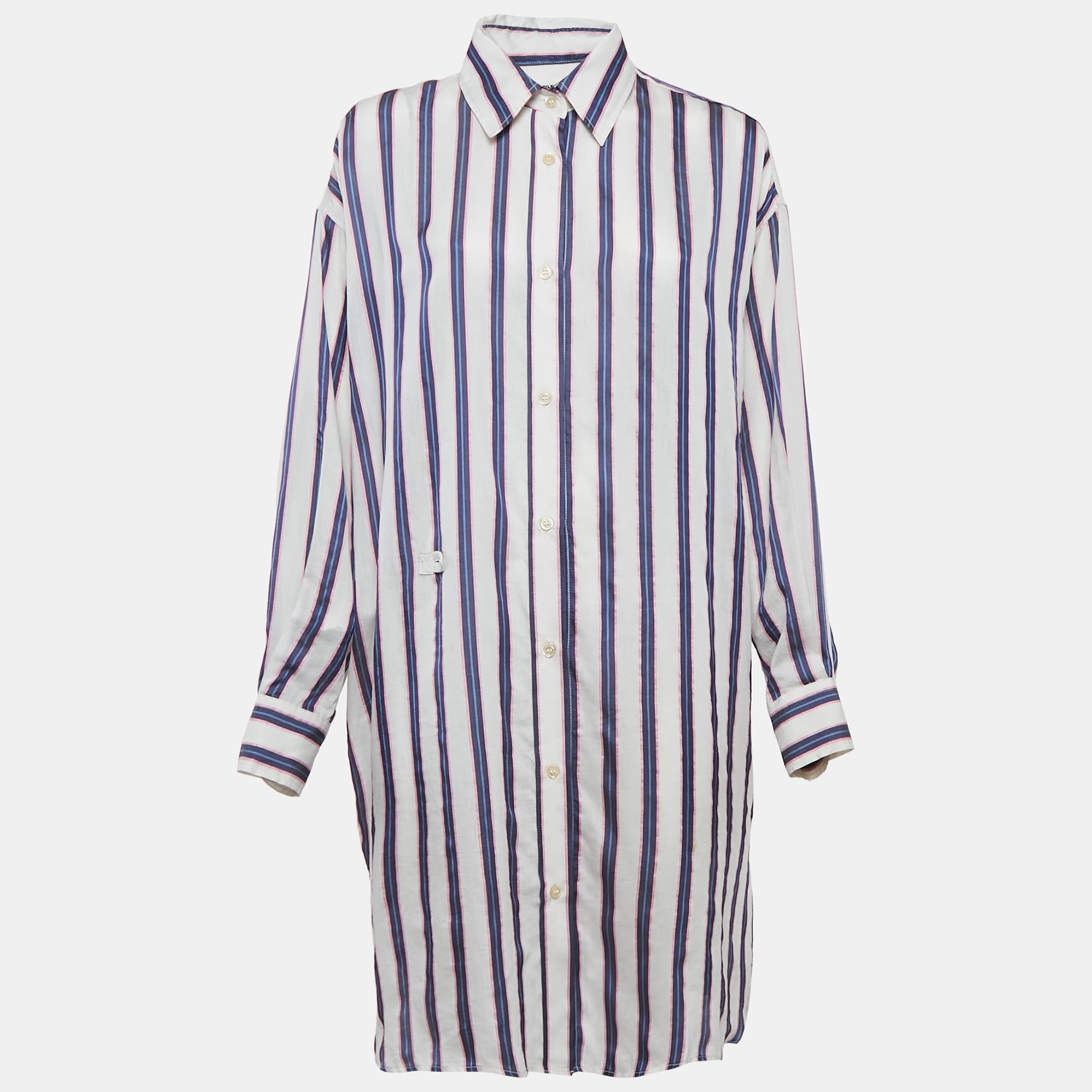 Isabel Marant Etoile White/Blue Stripe Cotton Blend Seenli Dress S