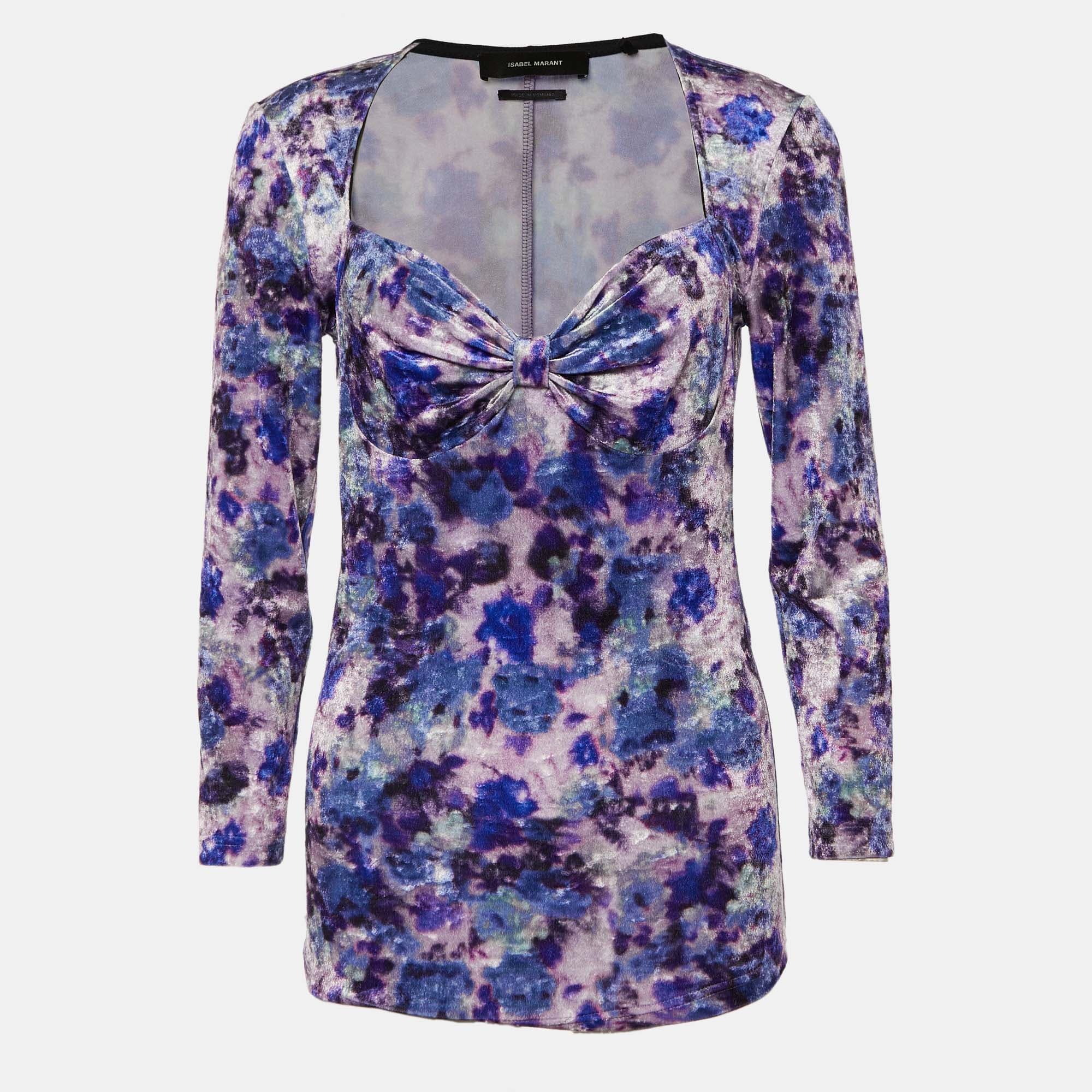 Isabel Marant Purple Printed Velvet Gubaia Top M