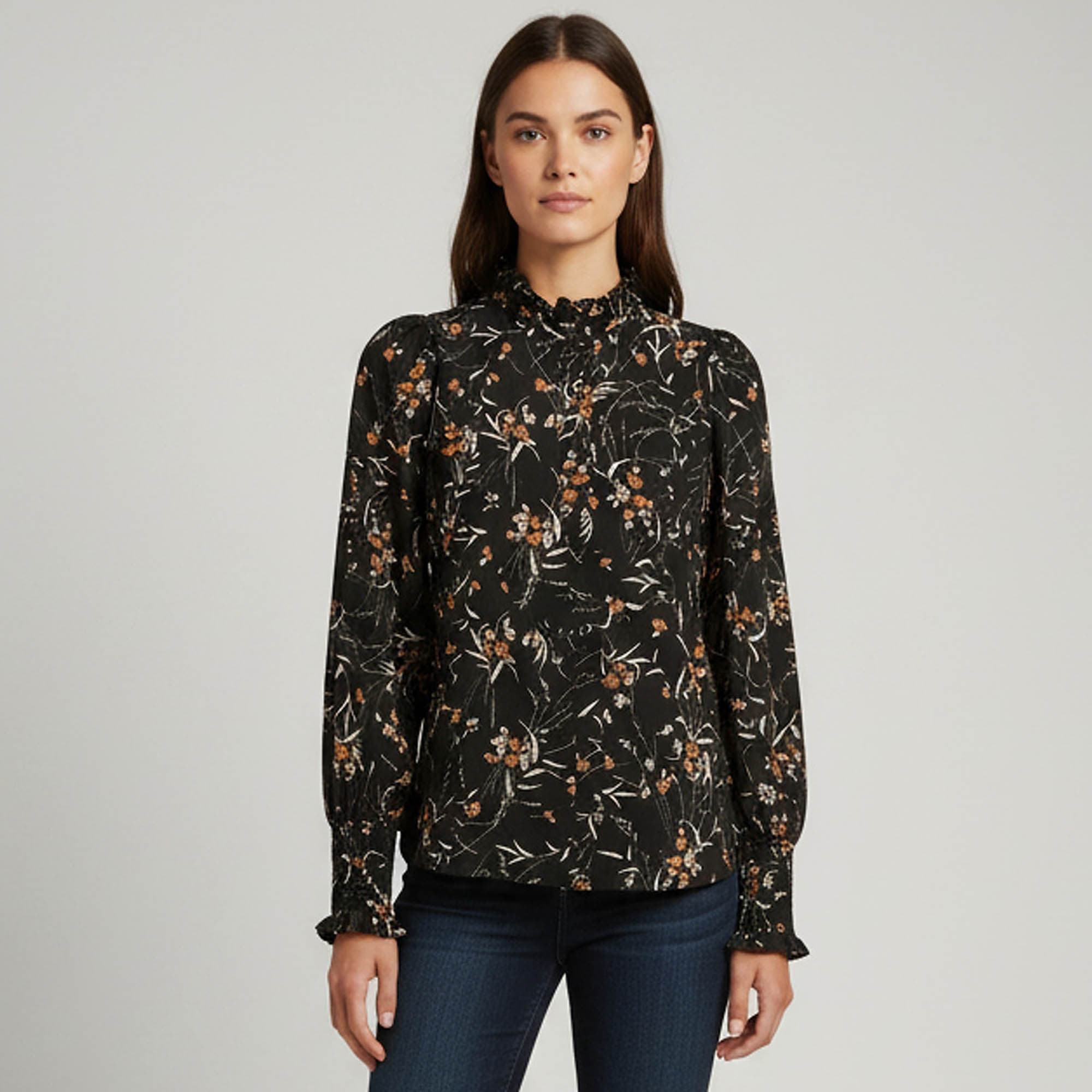 Isabel Marant Black Printed Silk Long Sleeve Top M