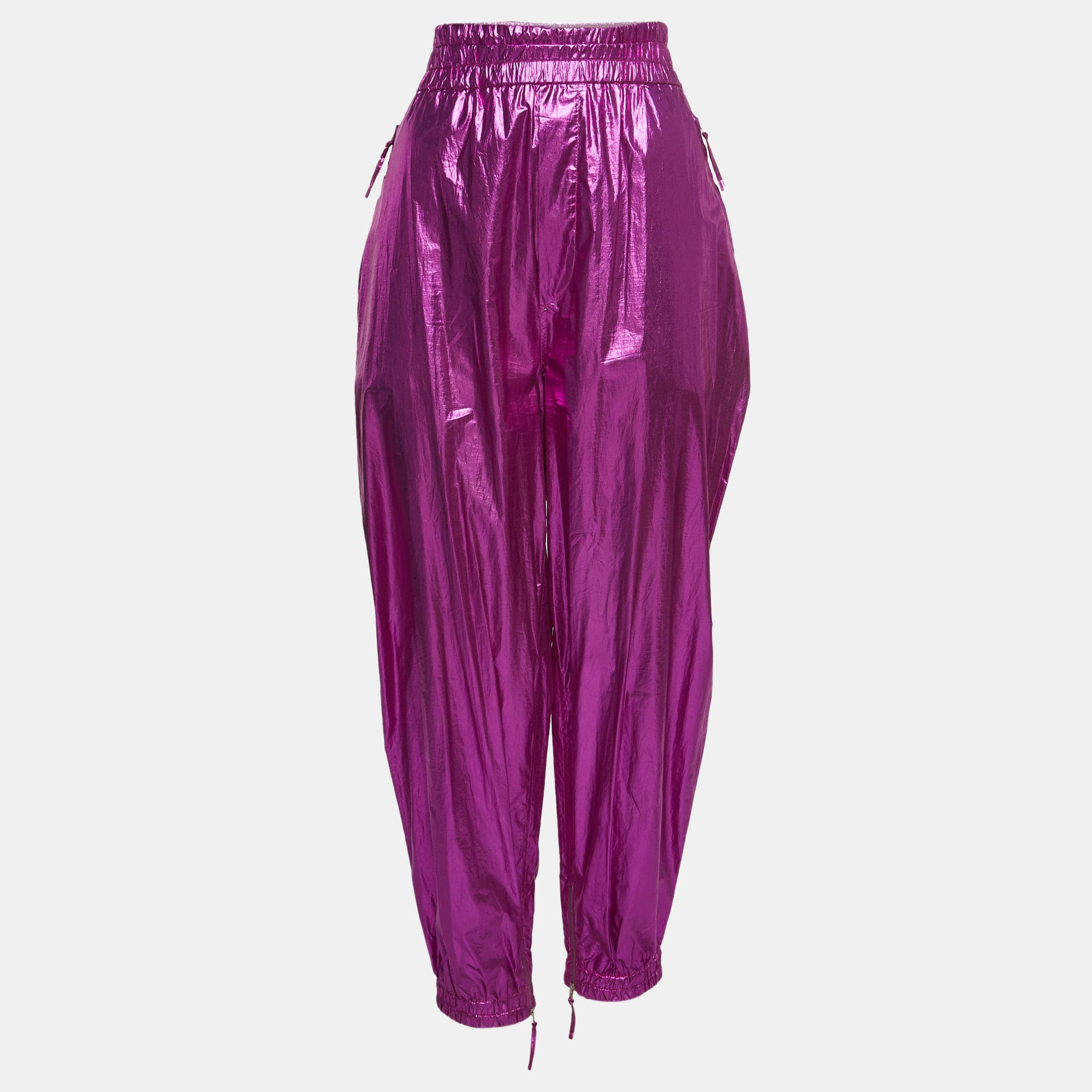 Isabel Marant Metallic Pink Cotton Carrot-Fit Galoni Trousers L