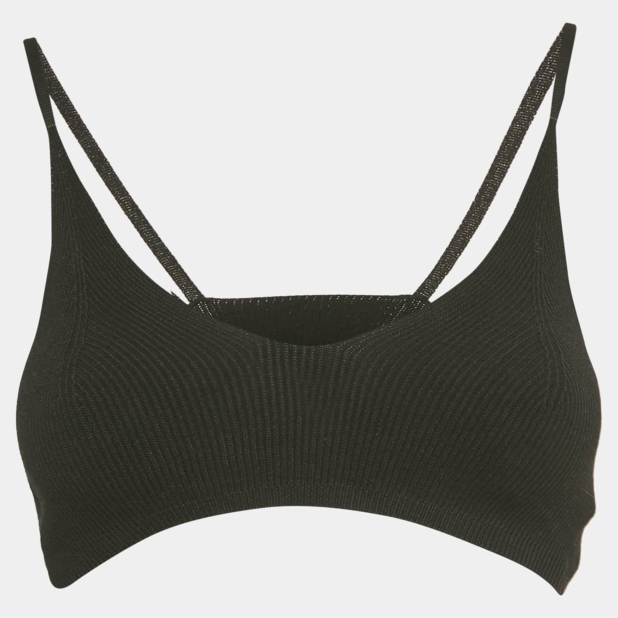 Jacquemus Black Rib Knit Le Bandeau Bralette Top S