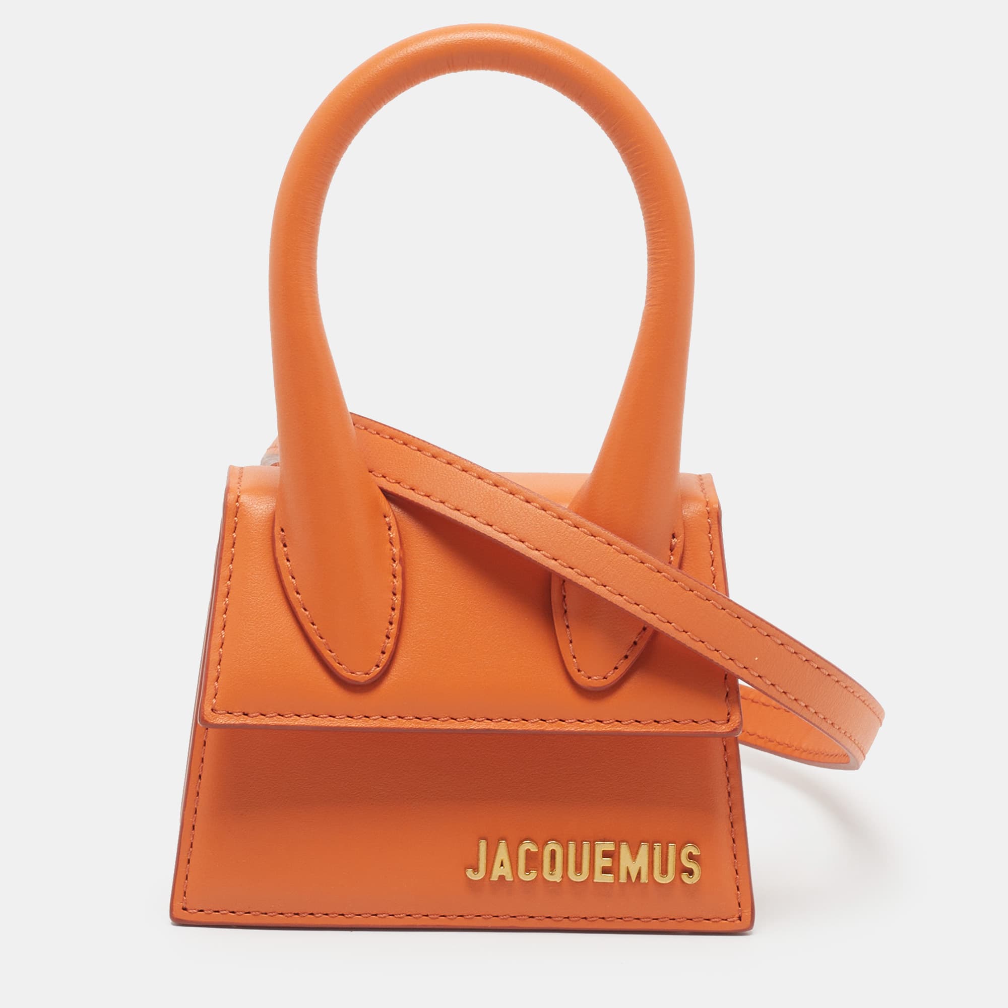 Jacquemus Le Chiquito Mini Orange Leather Top Handle Bag