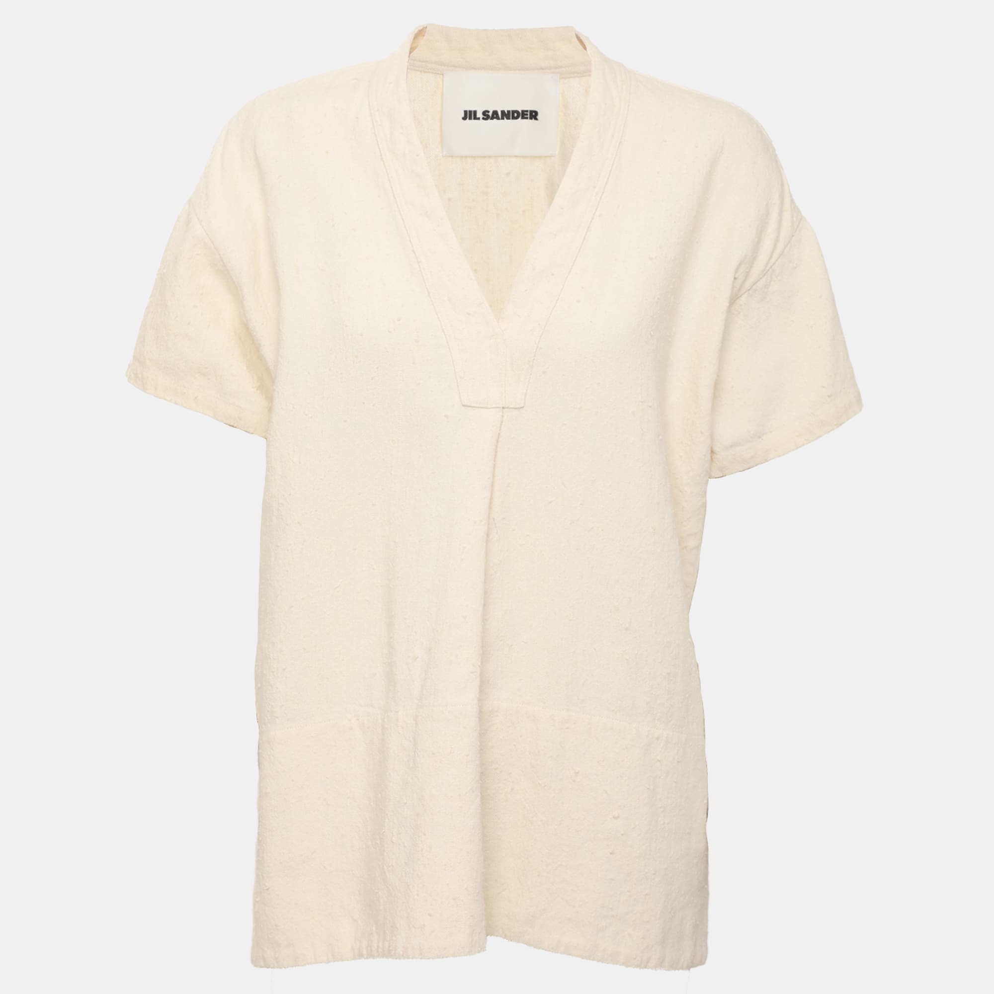 Jil Sander Light Beige Canvas Tunic Top S