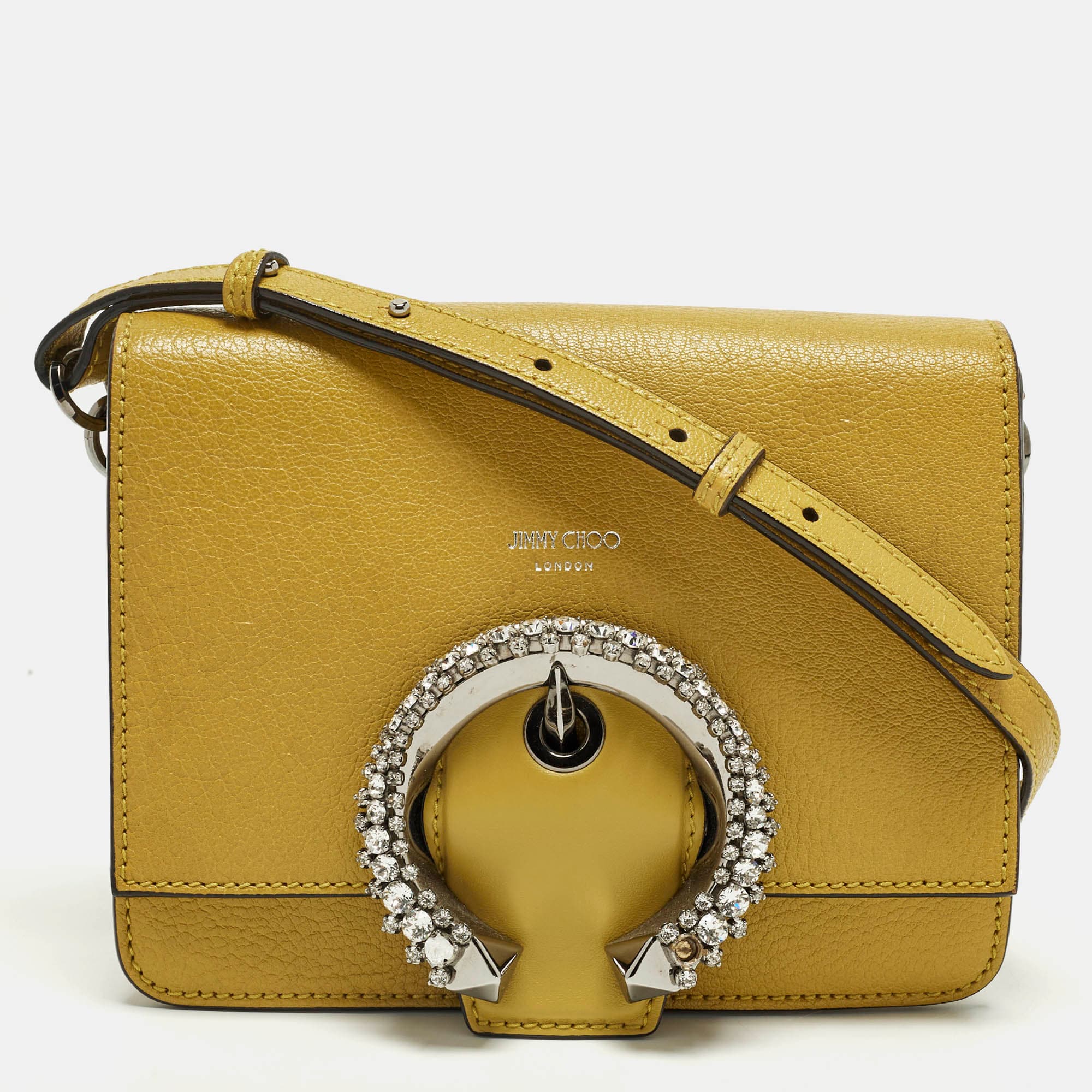 Jimmy Choo Madeline Mustard Leather Shoulder Bag