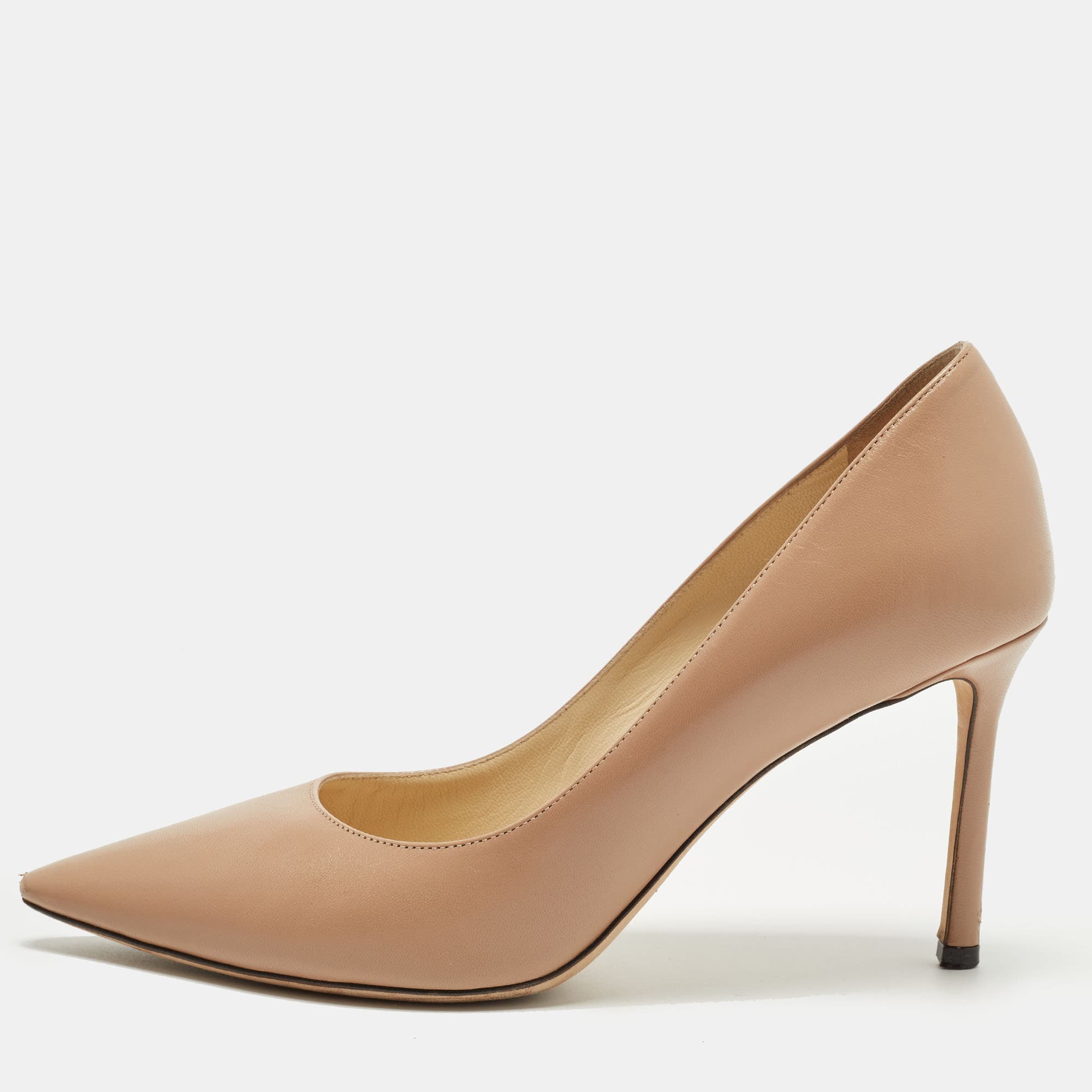 Jimmy Choo Love Size 37.5 Beige Leather Pumps