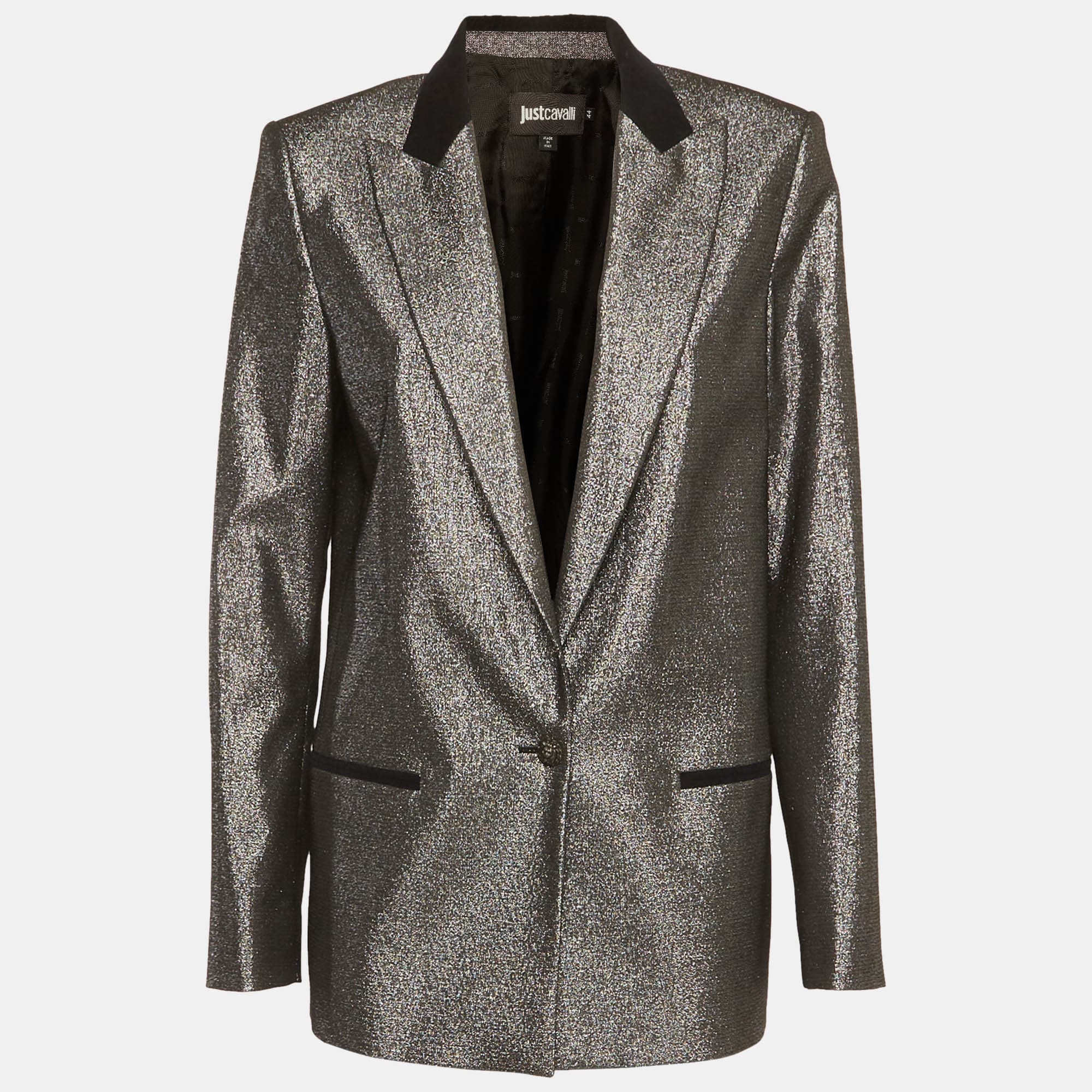 Just Cavalli Metallic Cotton Blend Blazer M