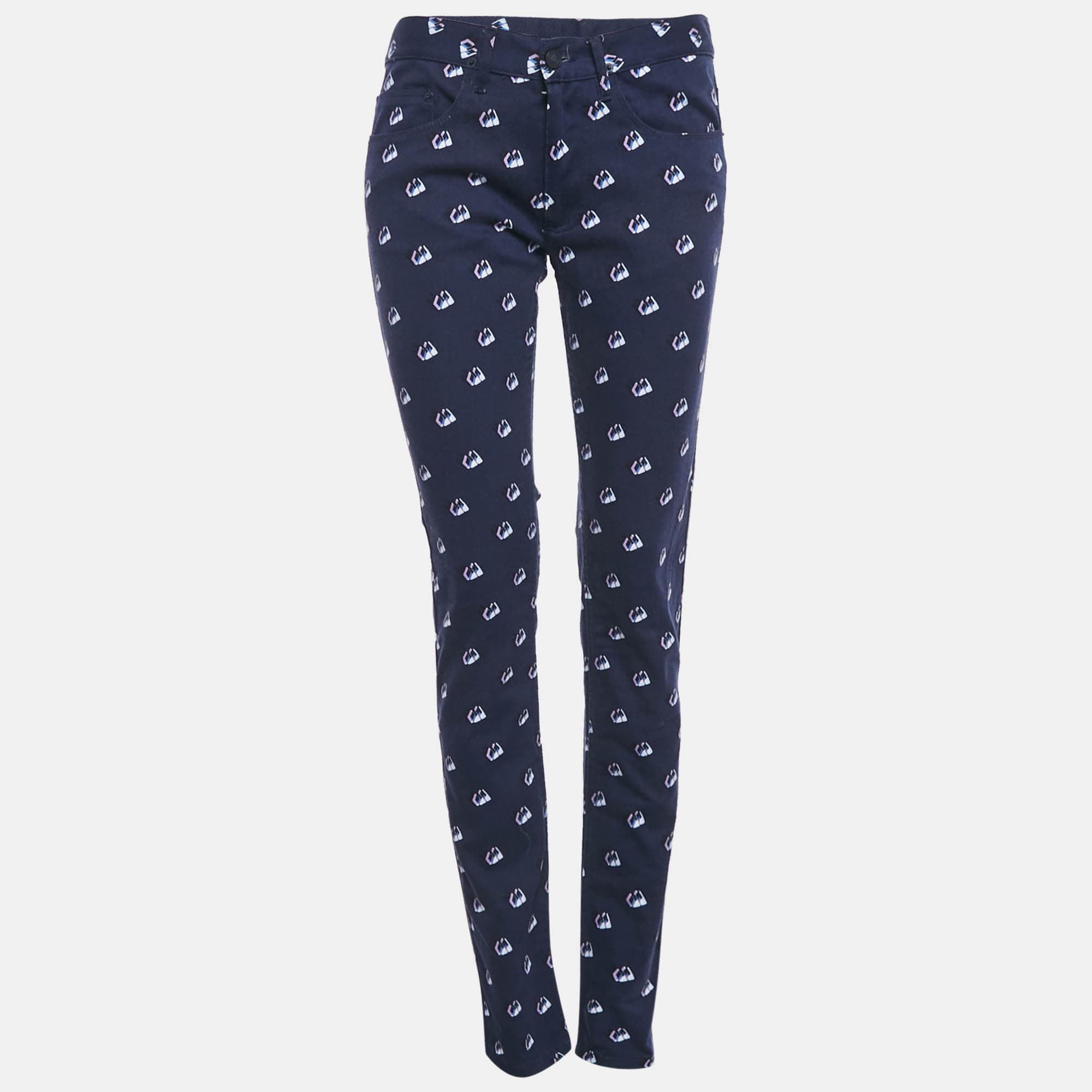 Kenzo Blue Printed Denim Skinny Jeans M Waist 30"
