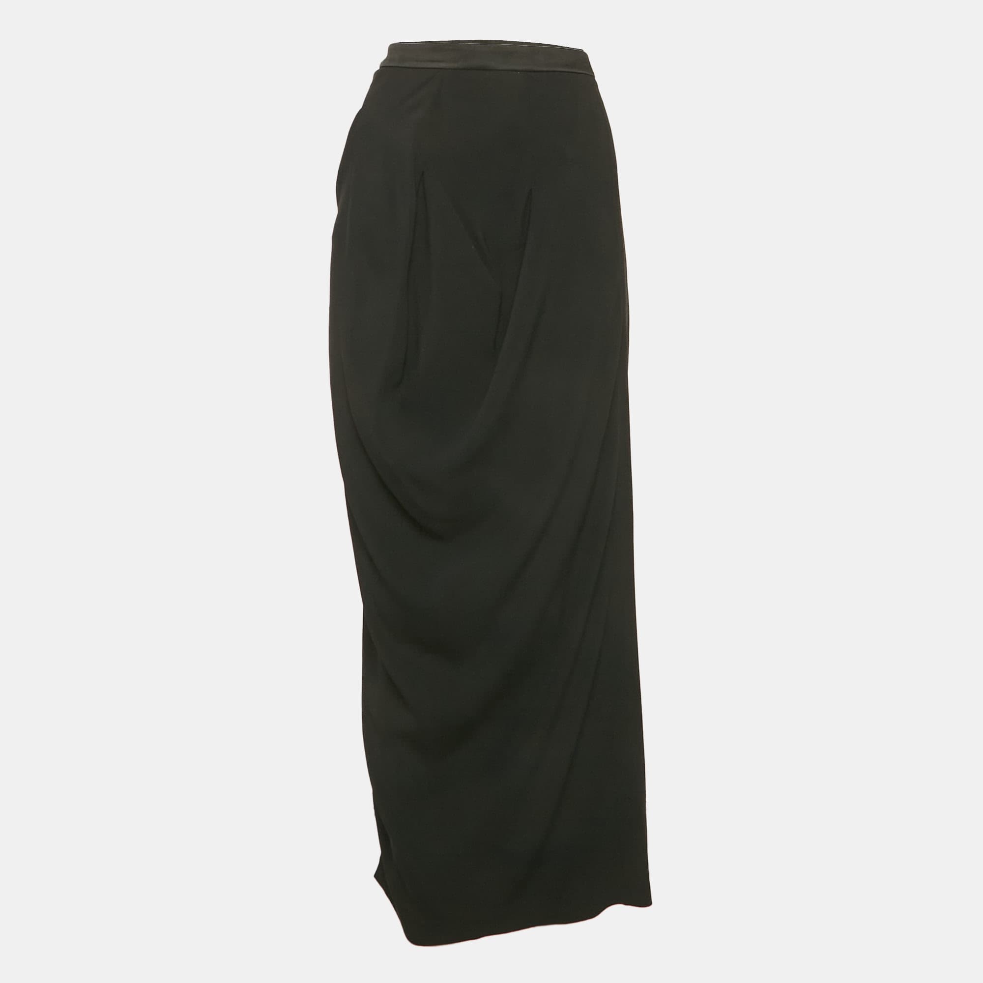 Kenzo Black Crepe Midi Skirt L