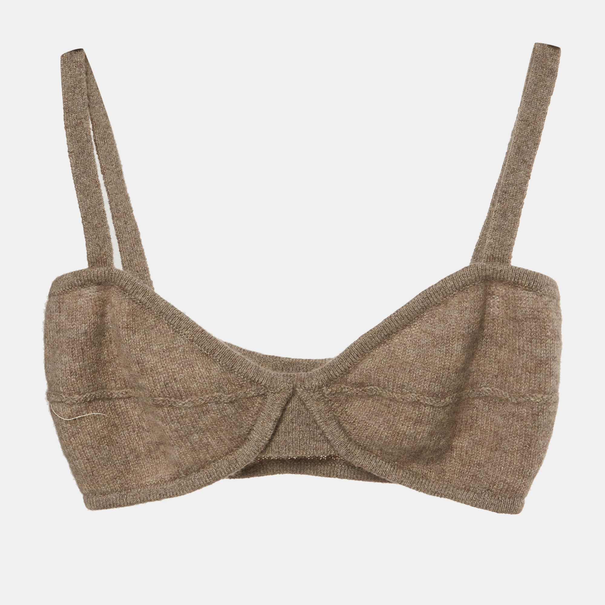 Khaite Grey Cashmere Strappy Bralette Top L