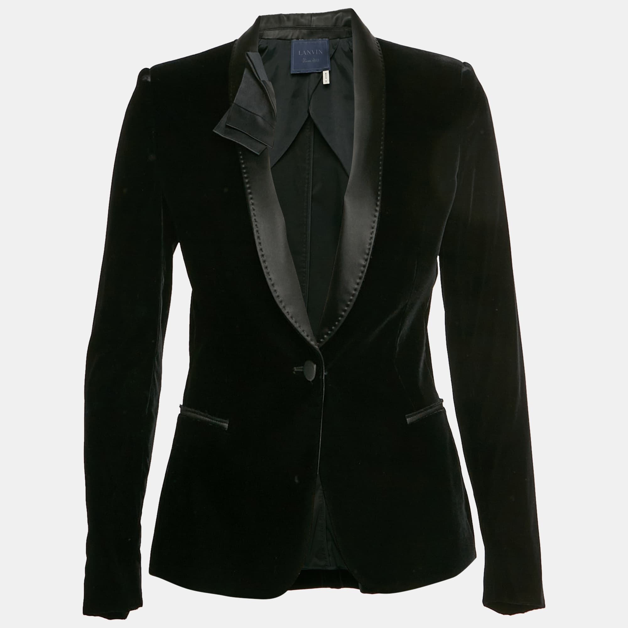 Lanvin Black Velvet Single Breasted Shawl Collar Tuxedo jacket S