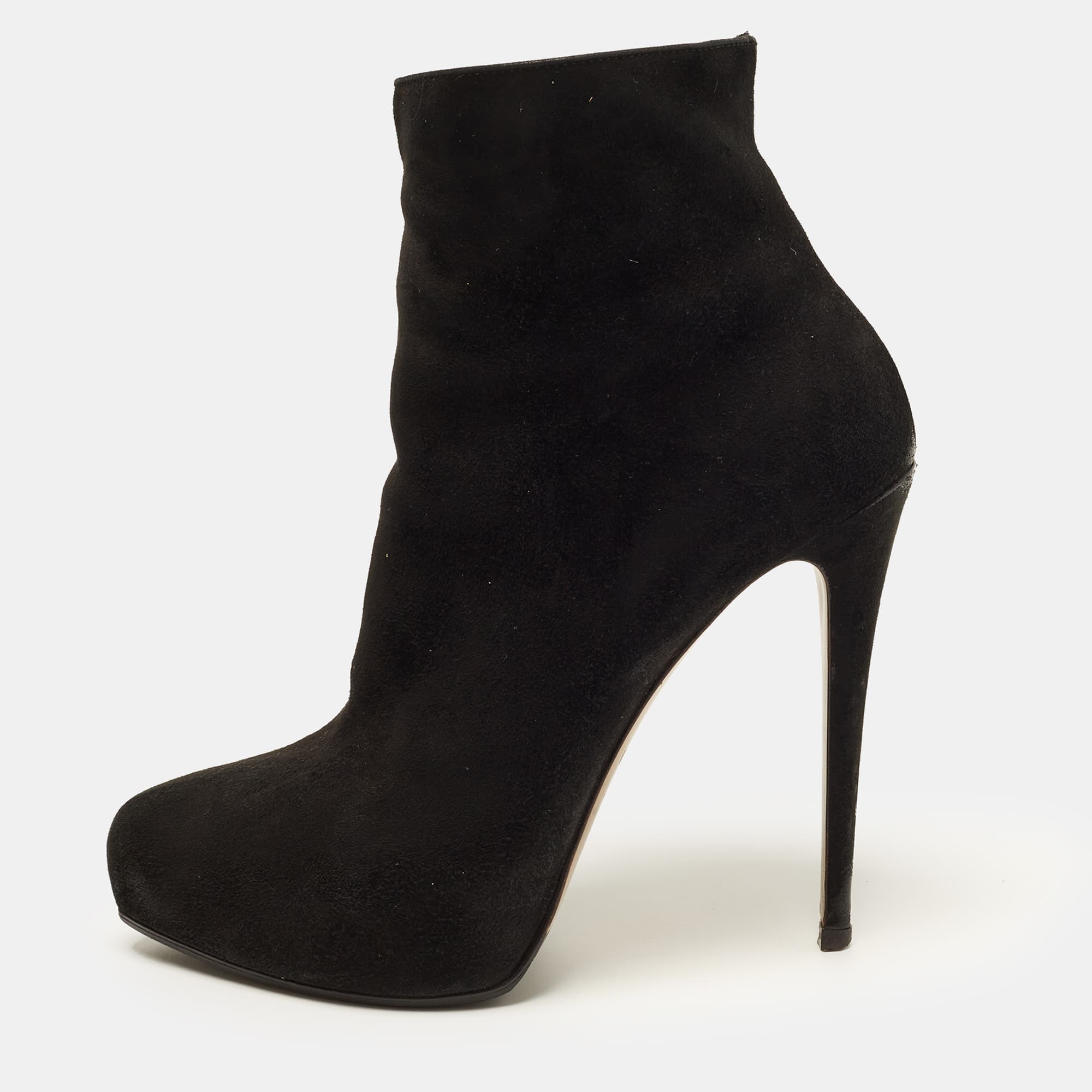 Le Silla Size 38 Black Suede Ankle Length Boots