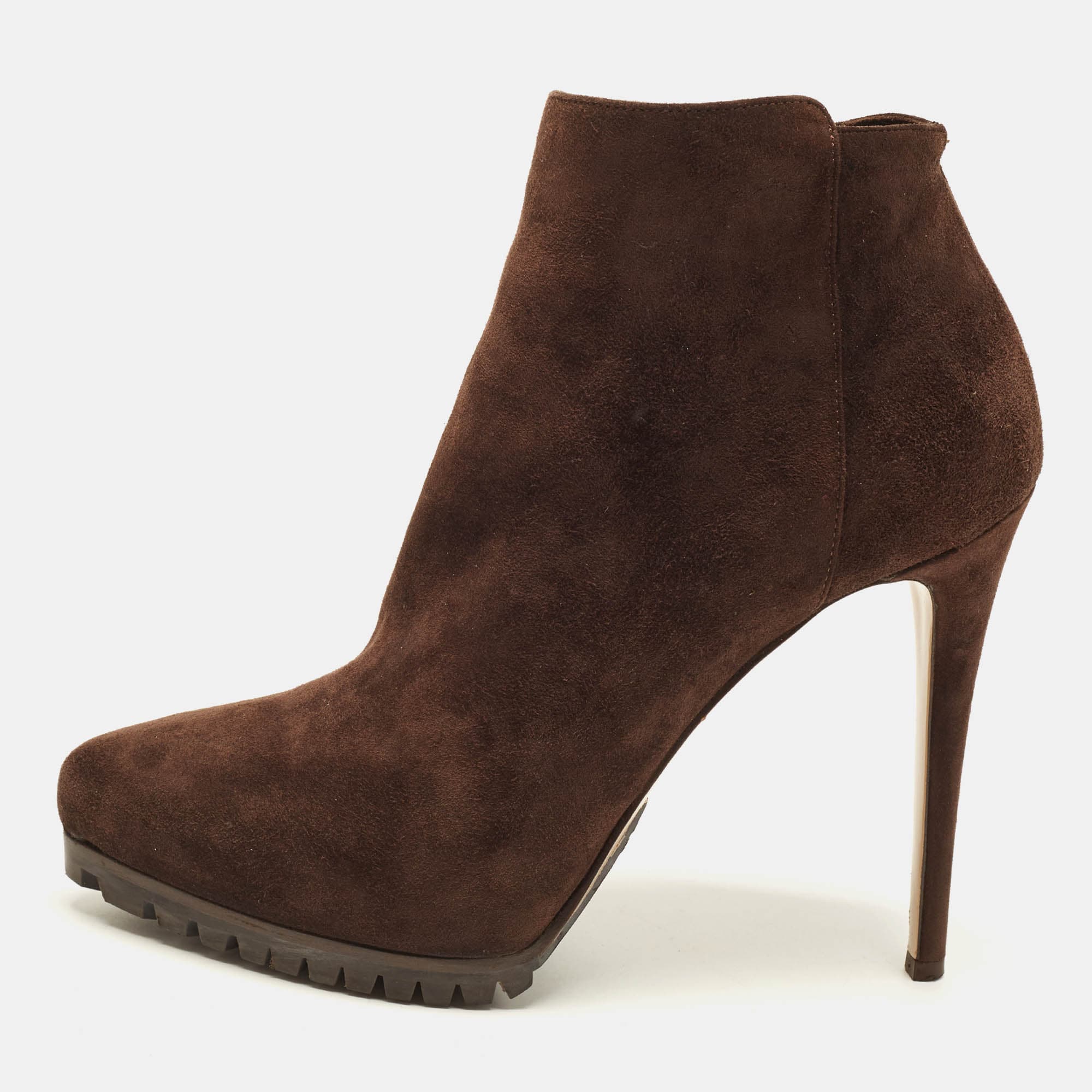 Le Silla Size 38 Brown Suede Ankle Length Boots