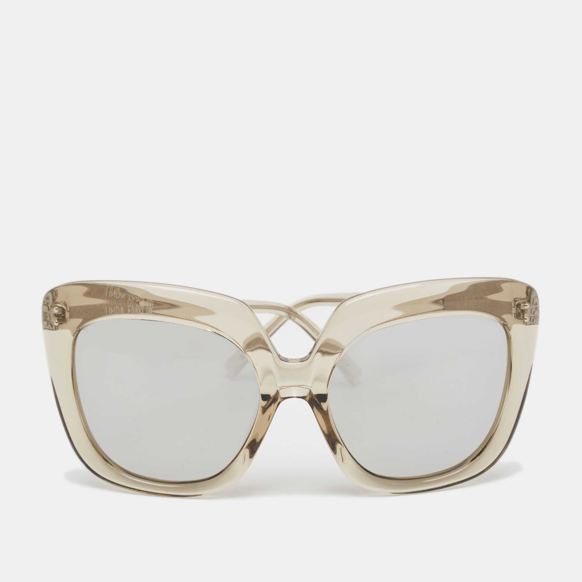 Linda Farrow Grey/Silver Mirror LFL/556 Oversized Sunglasses