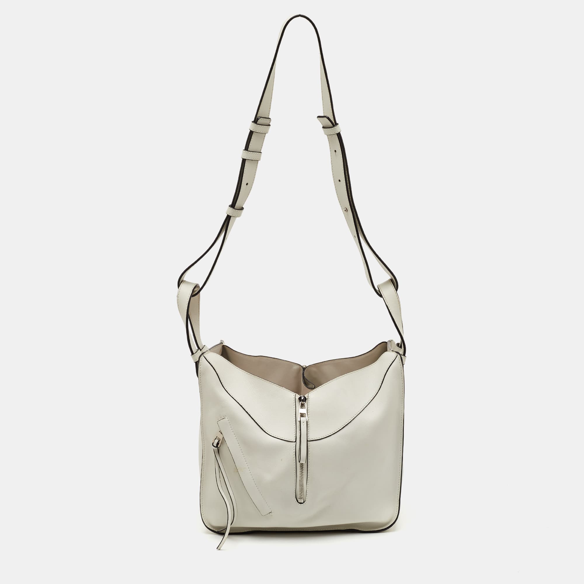 Loewe Hammock Small White Leather Shoulder Bag
