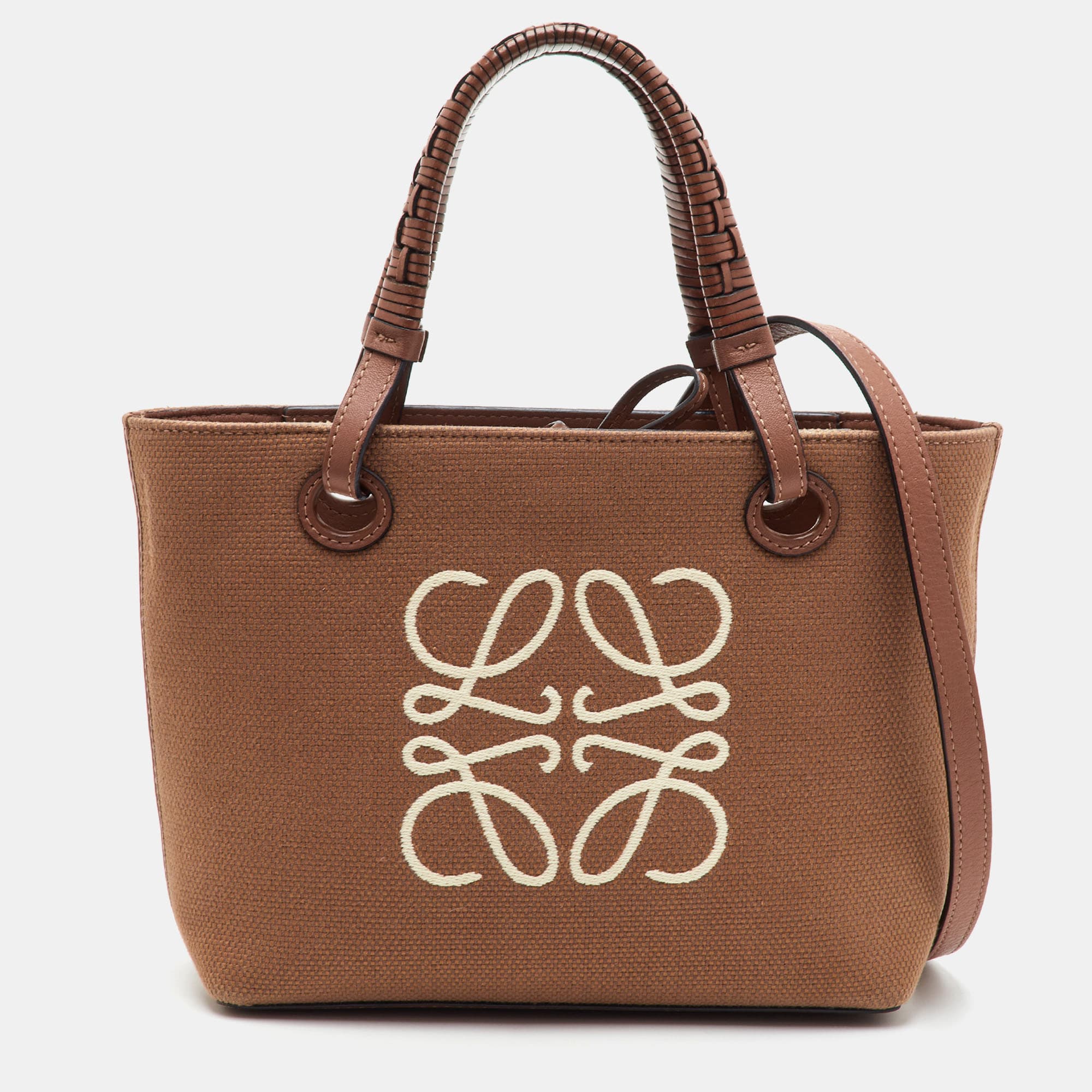 Loewe Anagram Brown Canvas and Leather Tote