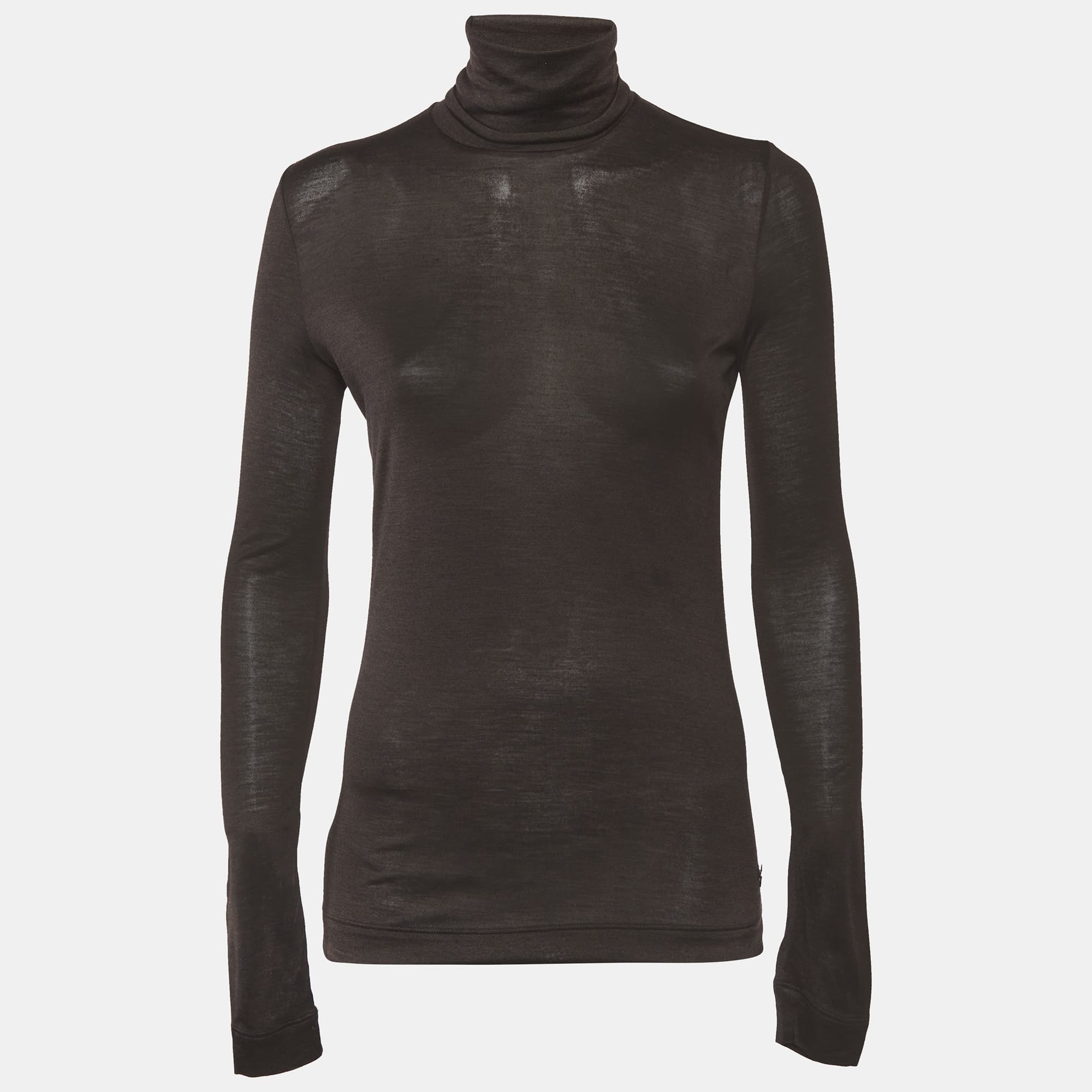 Loro Piana Brown Jersey Turtle Neck Sweatshirt S