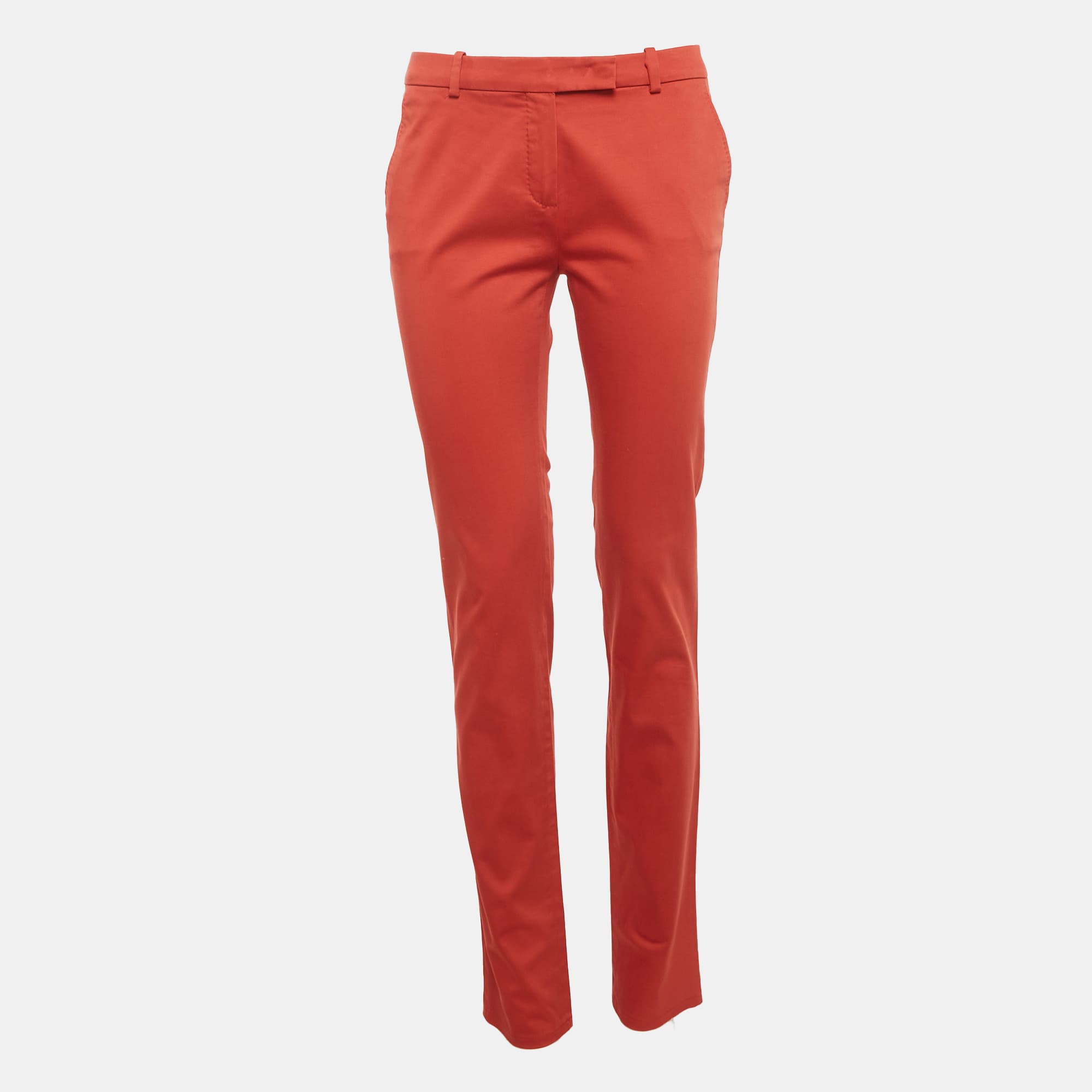 Loro Piana Amber Red Cotton Slim Fit Trousers M
