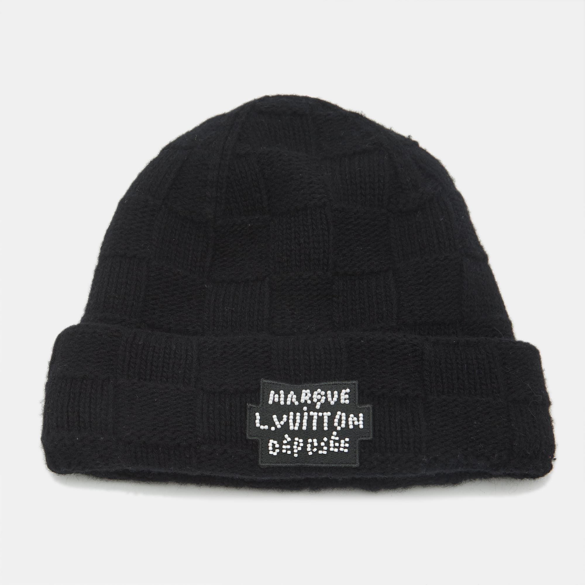 Louis Vuitton Black Pearls Wool Beanie S