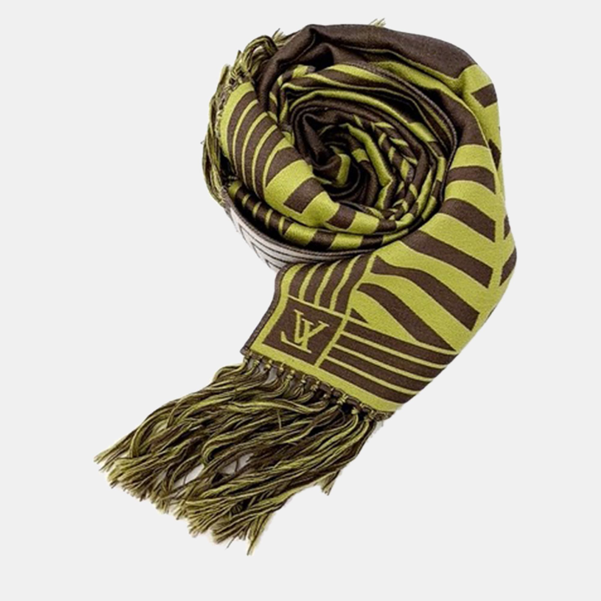 Louis Vuitton Brown/Green Wool Scarf