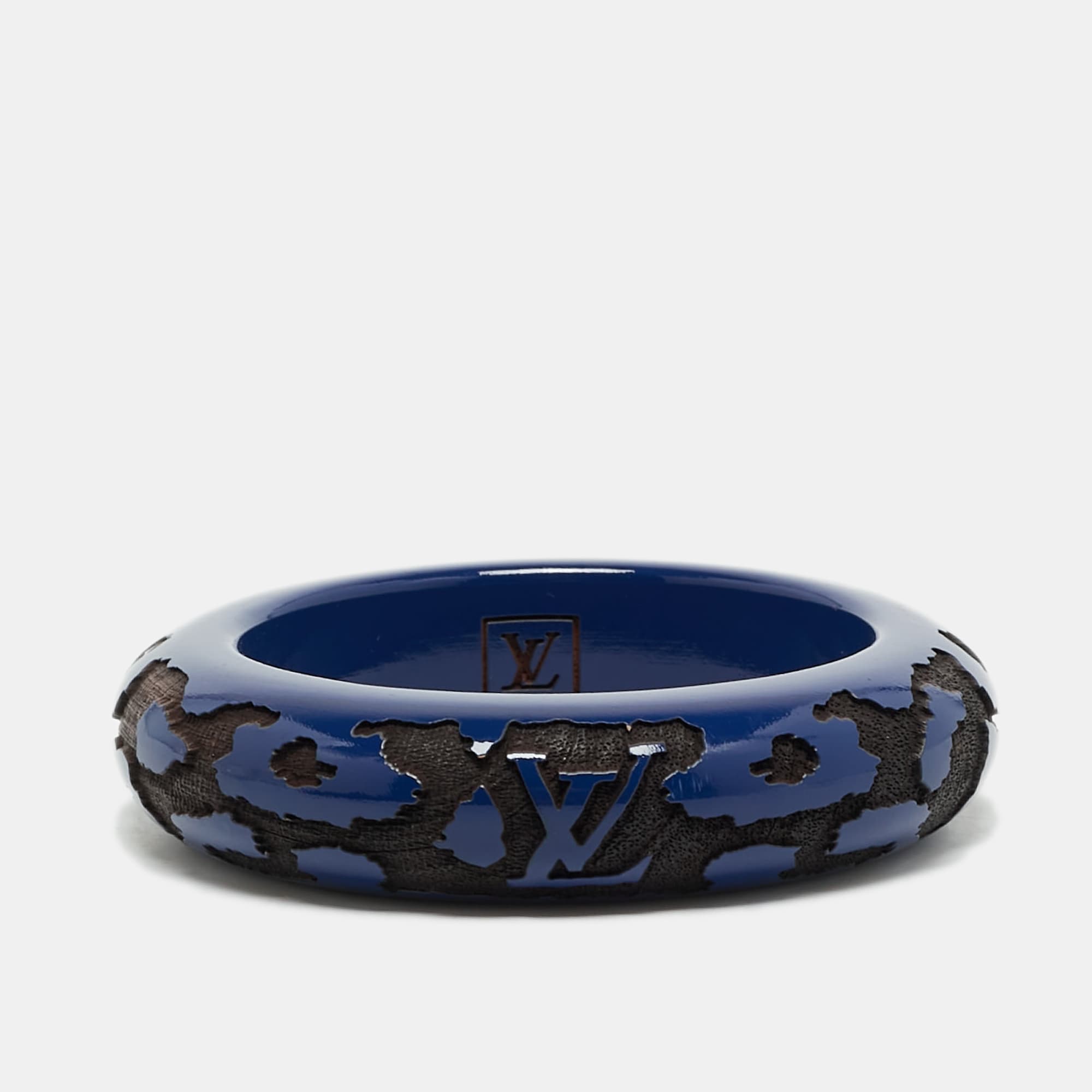 Louis Vuitton Blue Lacquer & Wood Bangle Bracelet