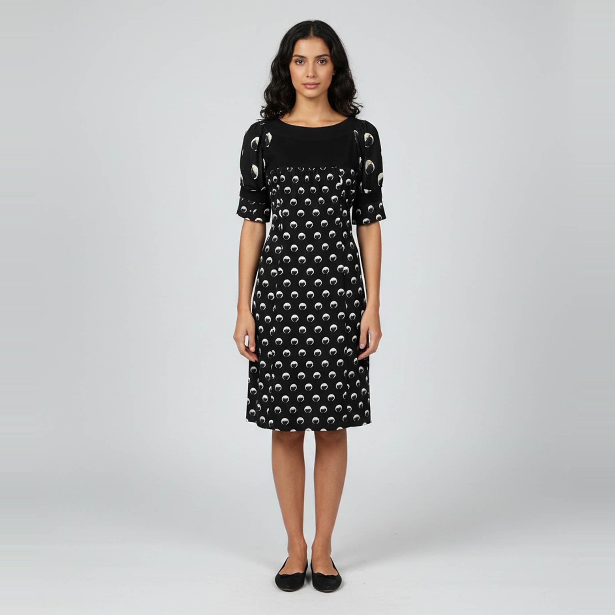 Louis Vuitton Black Printed Silk & Cashmere Paneled Shift Dress M