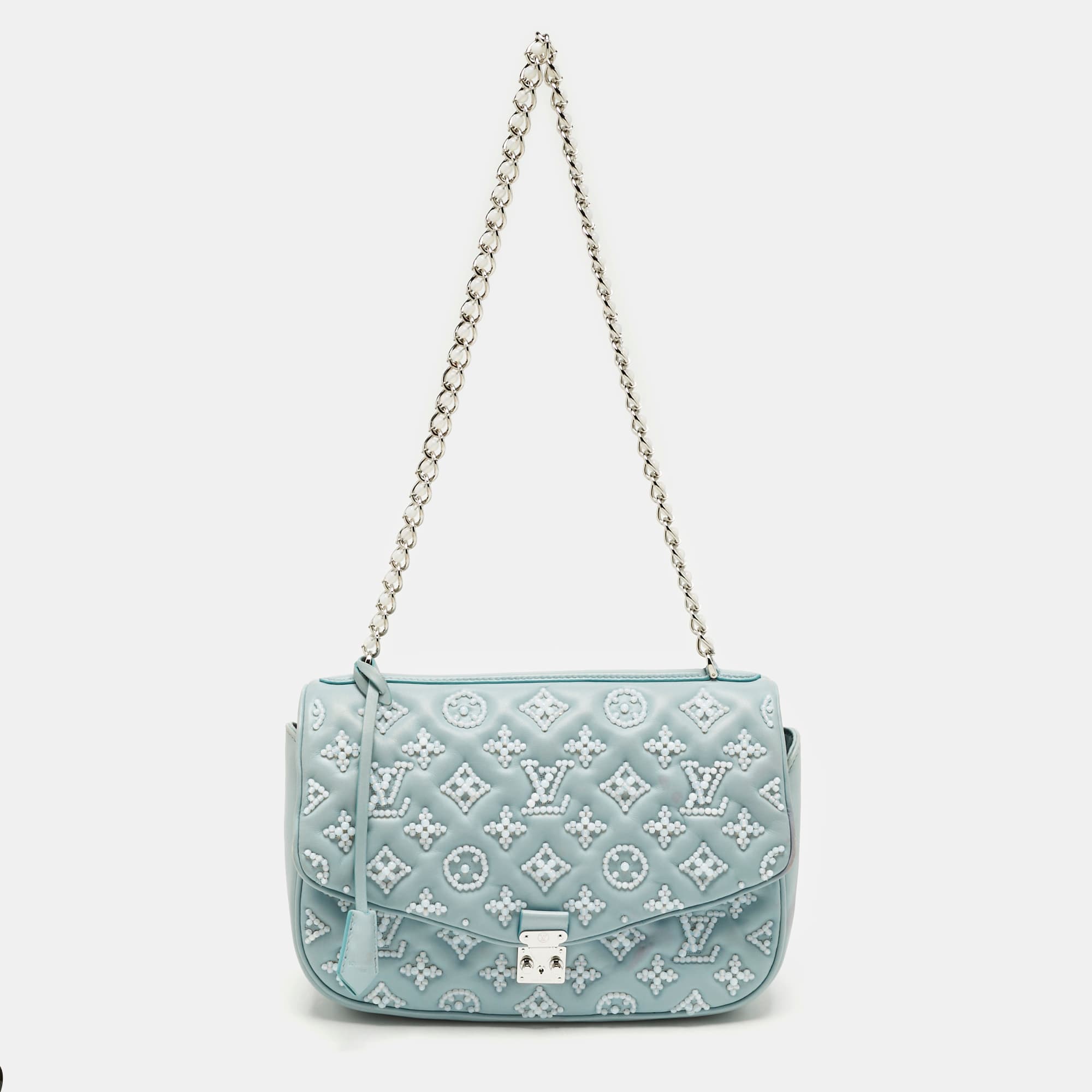 Louis Vuitton Blue Monogram Leather Mama Perles Pochette Bag