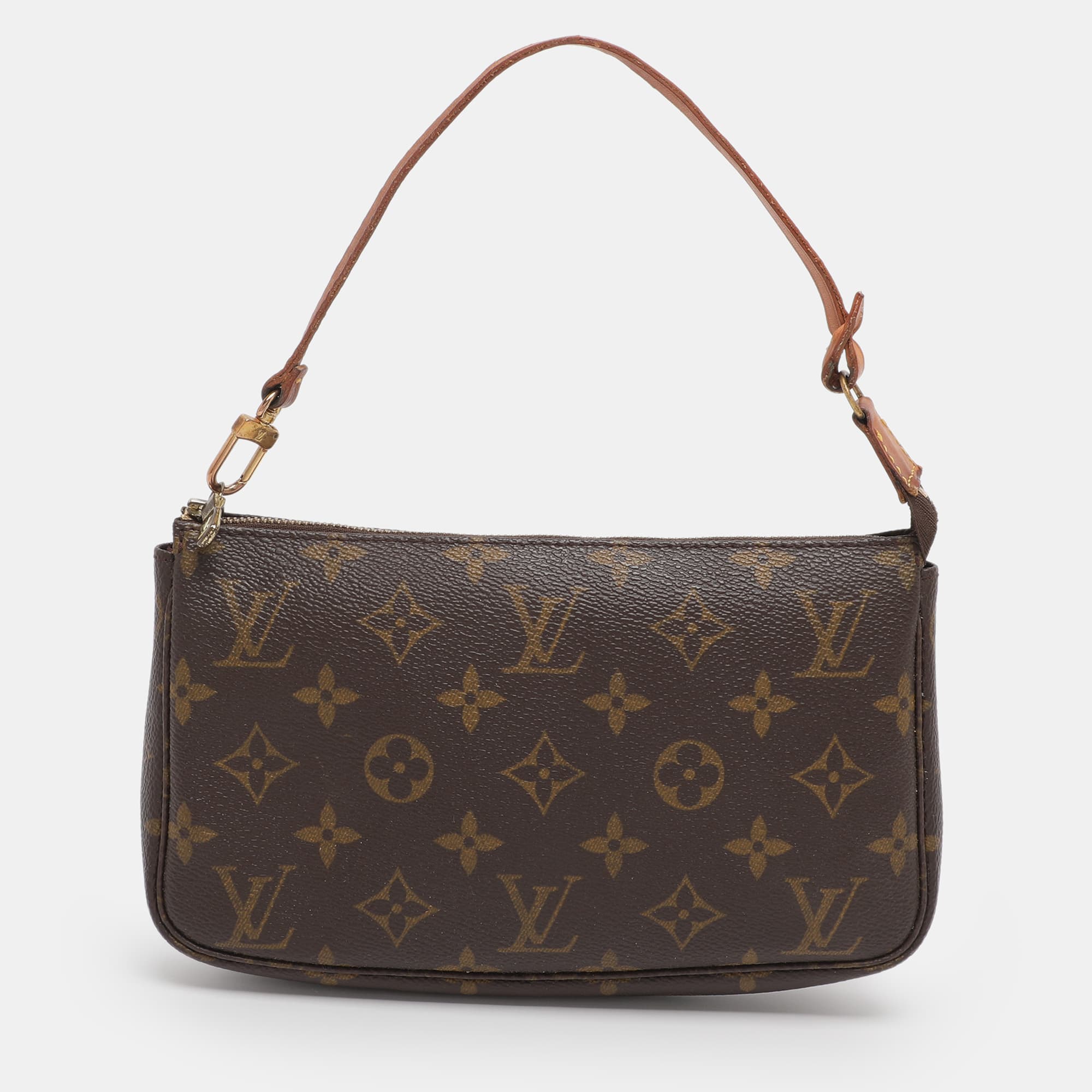 Louis Vuitton Pochette Accessoires Brown Coated Canvas Clutches