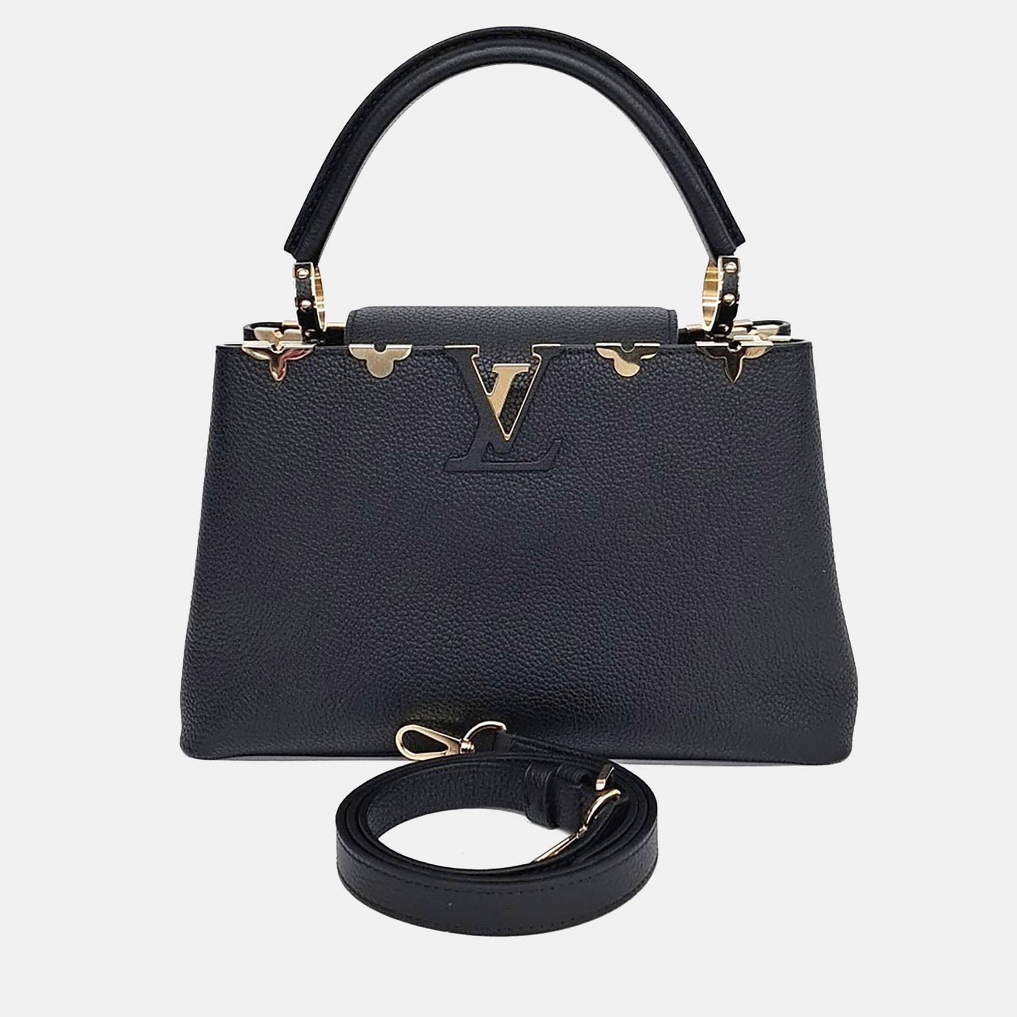 Louis Vuitton Capucines MM Black Taurillon Leather Top Handle Bag