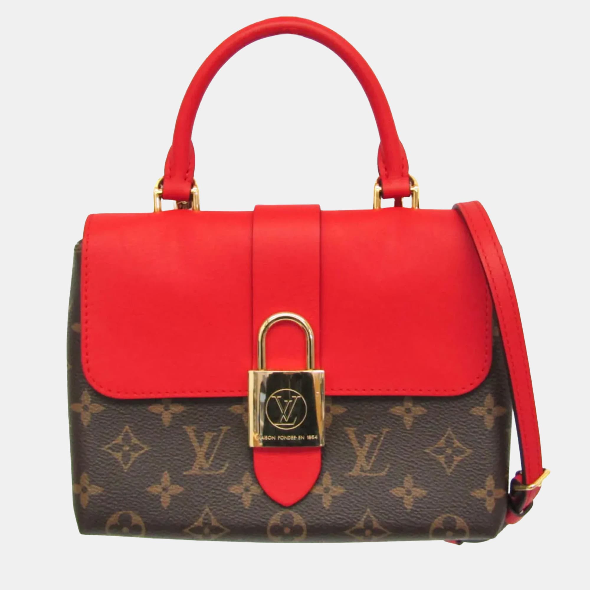 Louis Vuitton Monogram Rocky BB Shoulder Bag Brown Red Color