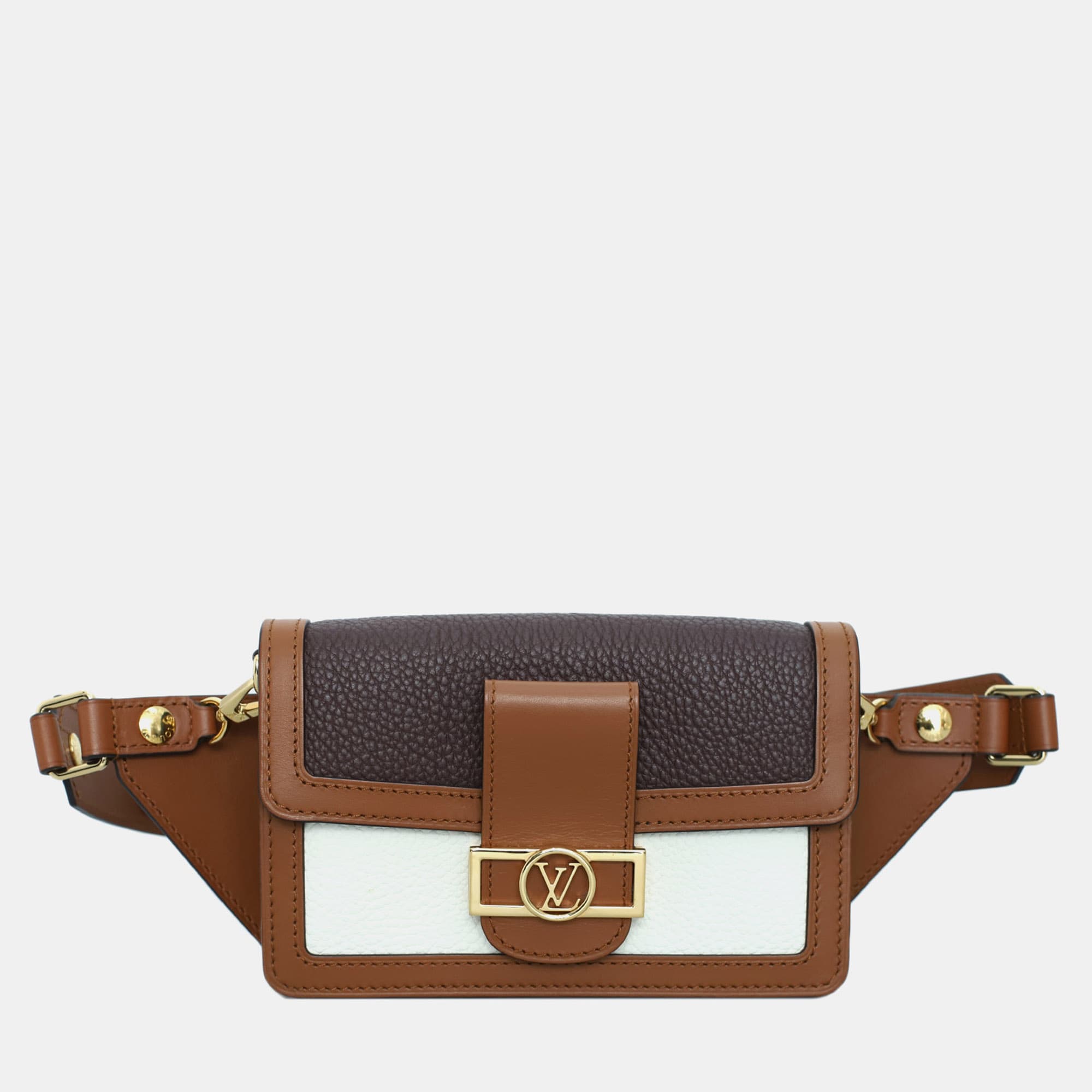 Louis Vuitton Dauphine Mini Brown White Textured Leather Belt Bag
