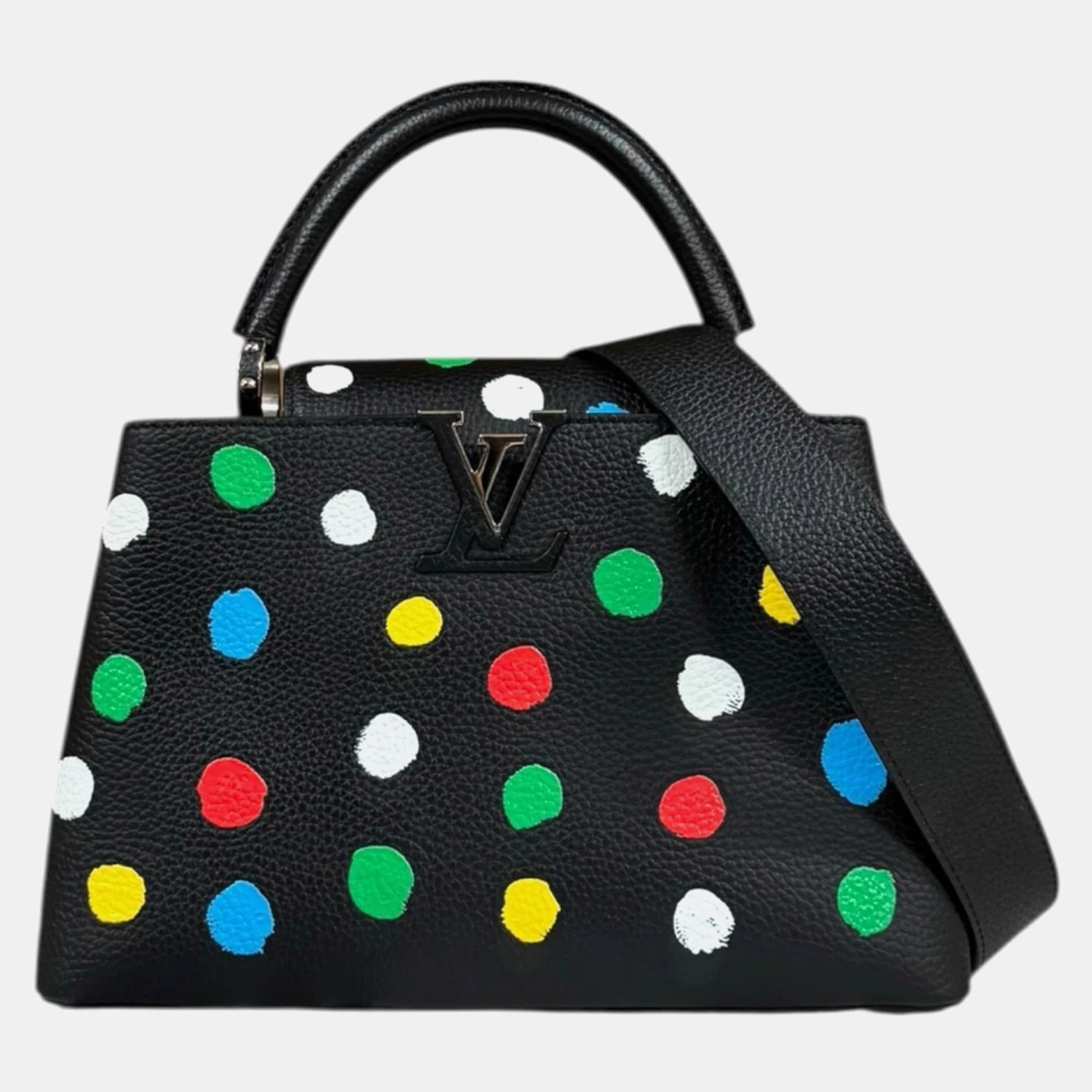 Louis Vuitton x Yayoi Kusama Capucines MM Black Dotted Taurillon Leather Shoulder Bag
