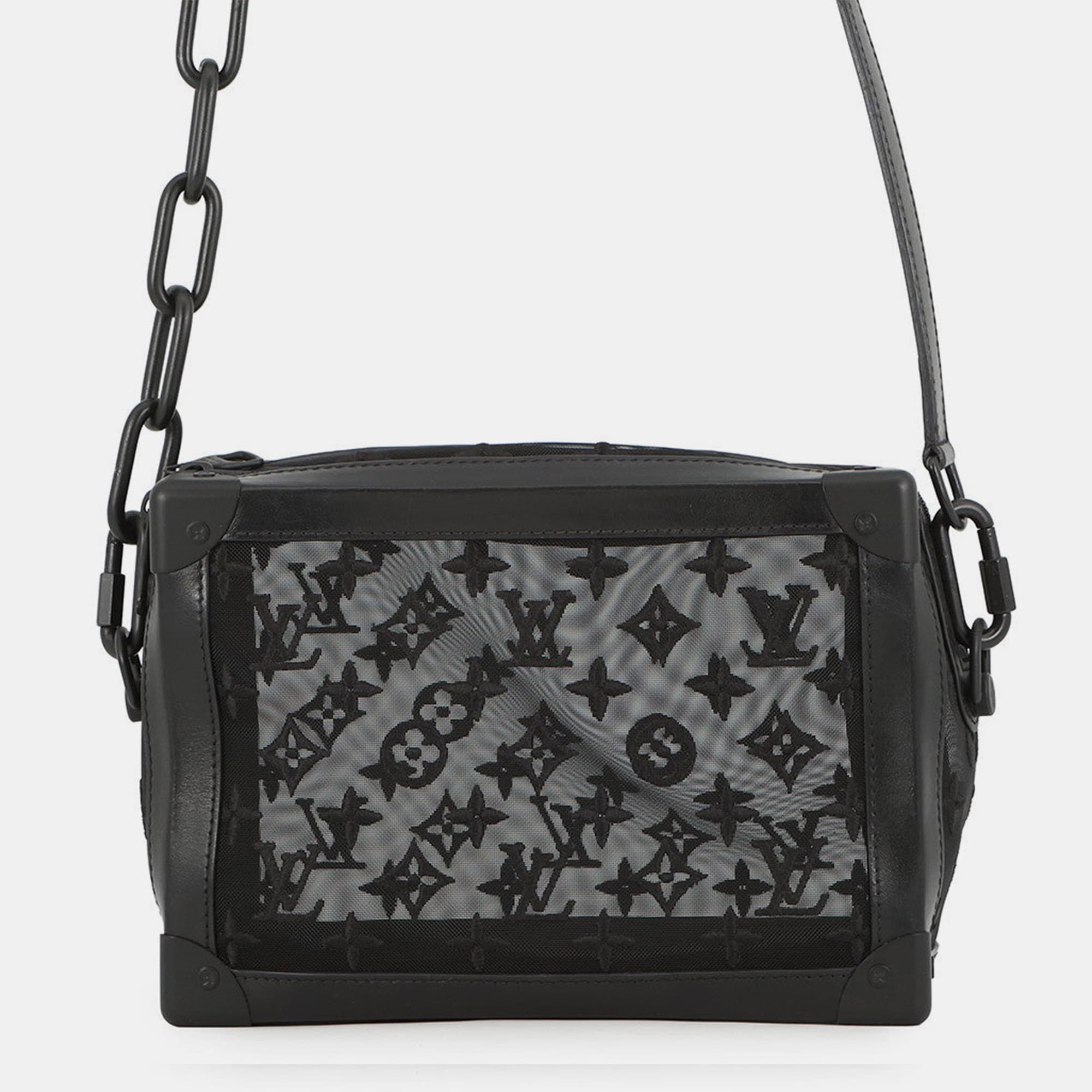 Louis Vuitton Soft Trunk MM Noir Monogram Mesh Leather Shoulder Bag