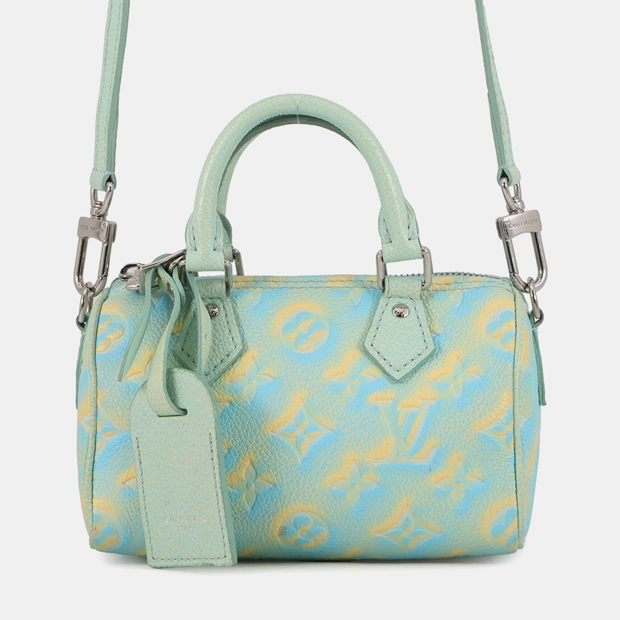 Louis Vuitton Speedy Bandouliere 20 Green M46092 Monogram Empreinte Leather Top Handle Bag