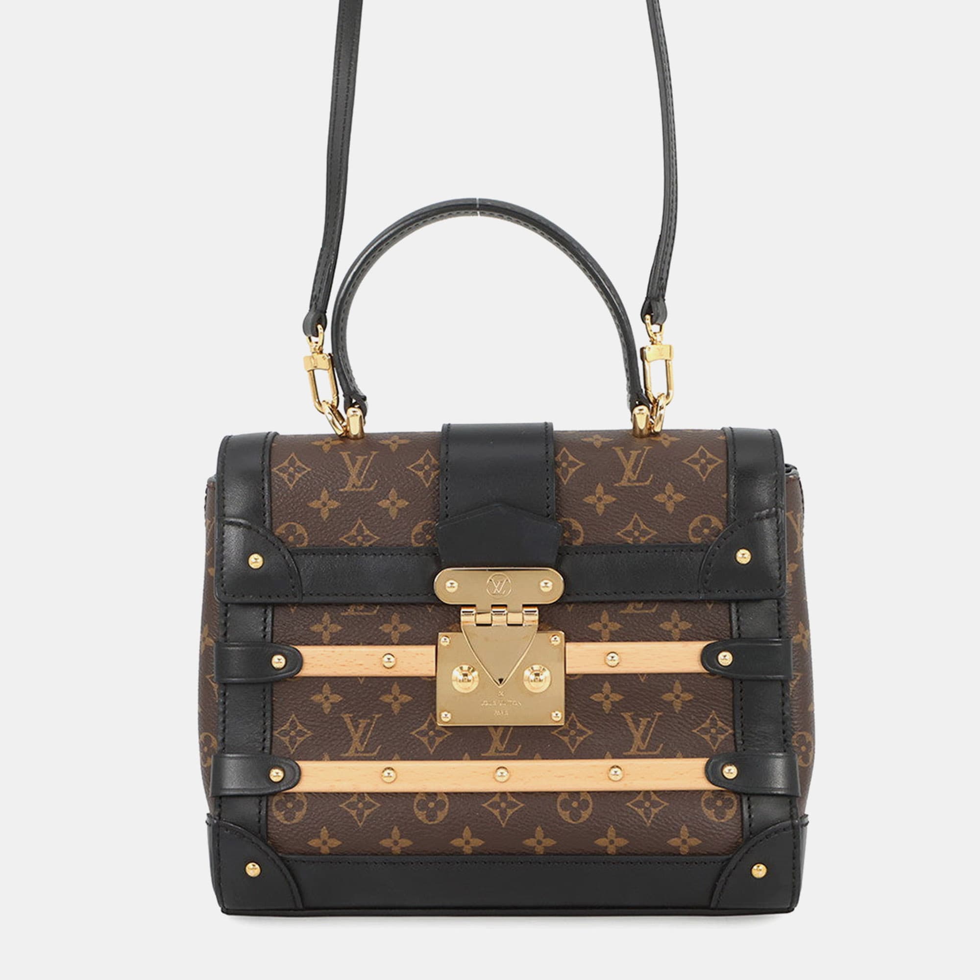 Louis Vuitton Petite Malle PM Black Monogram Canvas Leather Shoulder Bag