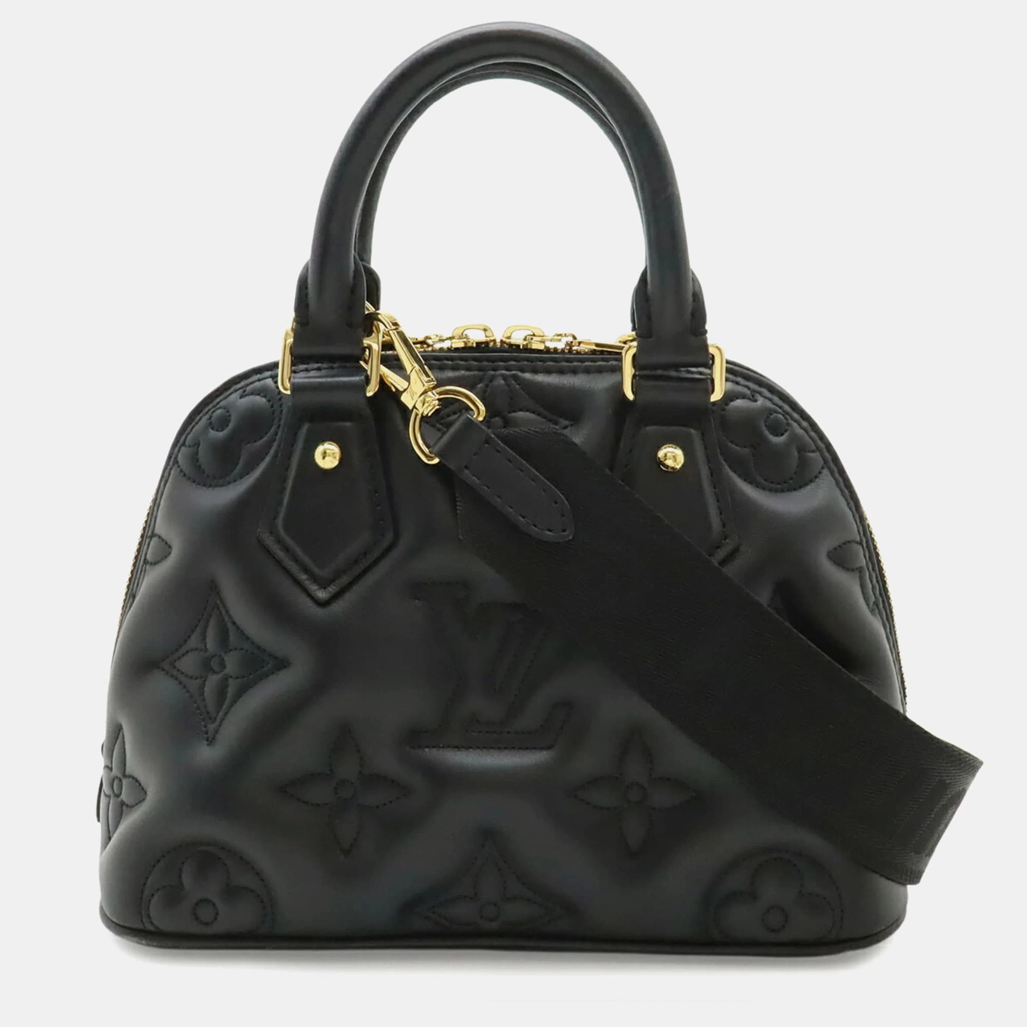 Louis Vuitton Alma Soft BB Noir Black Bubblegram Leather Shoulder Bag